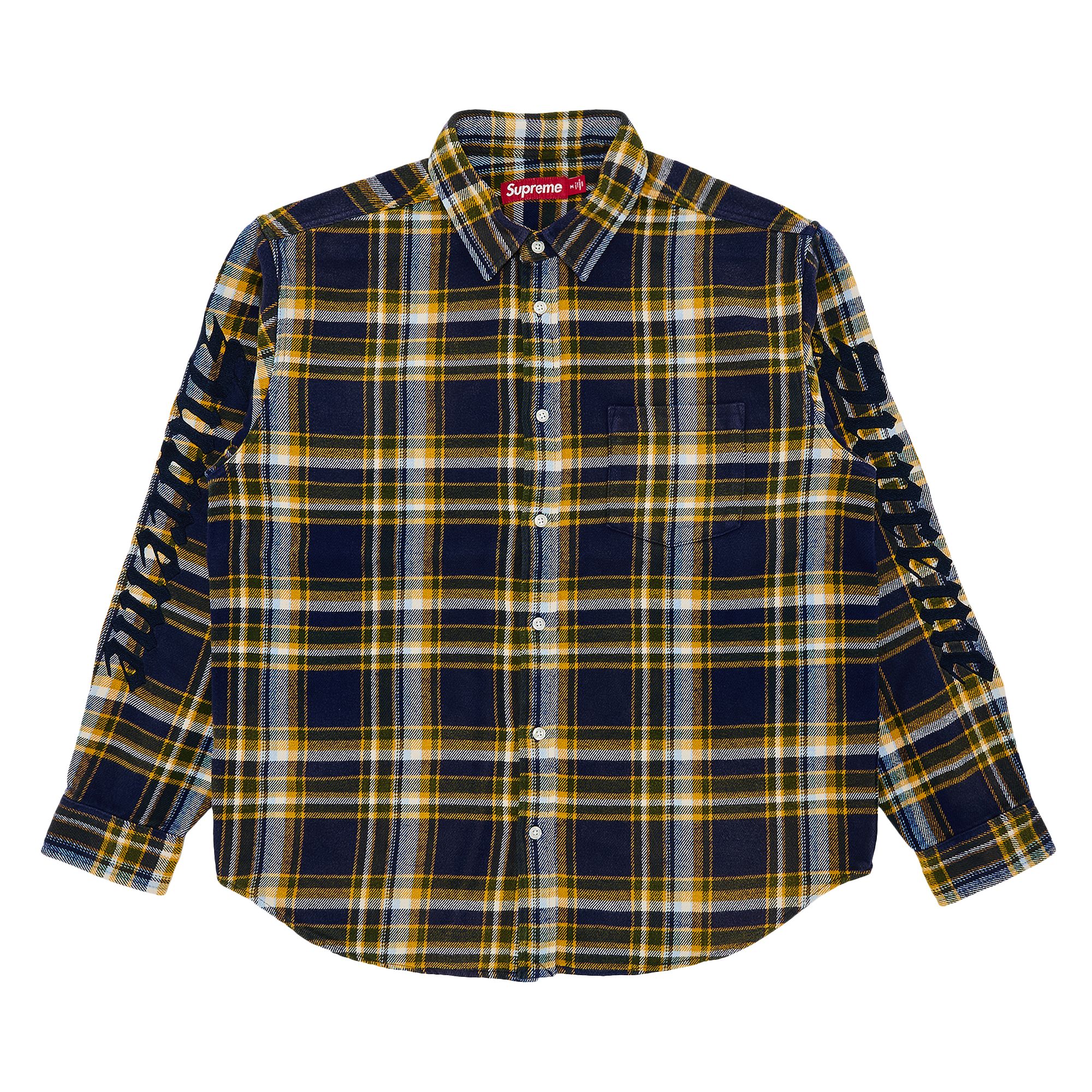 Pre-owned Supreme Old English Plaid Flannel Shirt 'navy' | Blue | Men's Size L