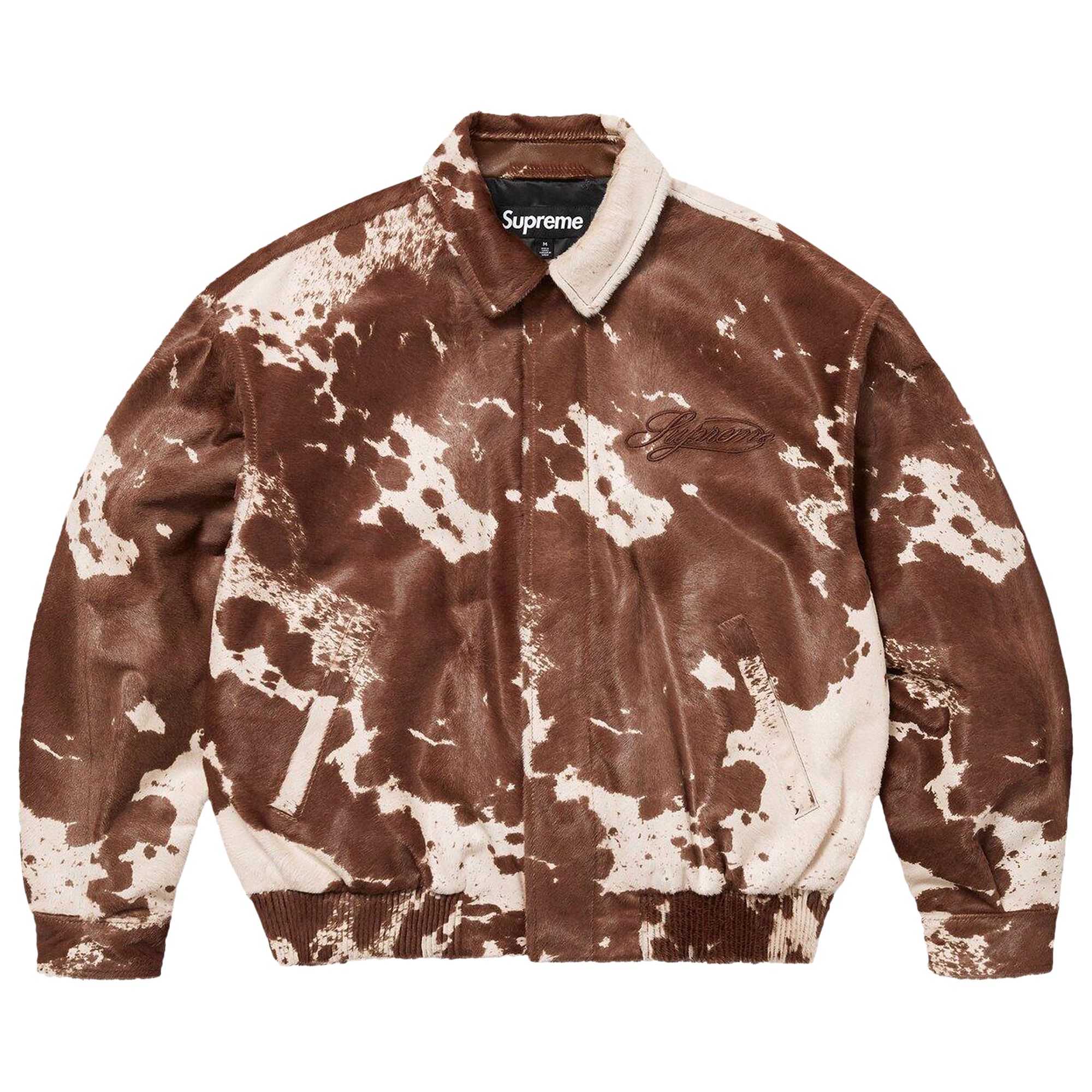 Pre-owned Supreme Ponyhair Varsity Jacket 'cow' | Multi-color | Men's Size M