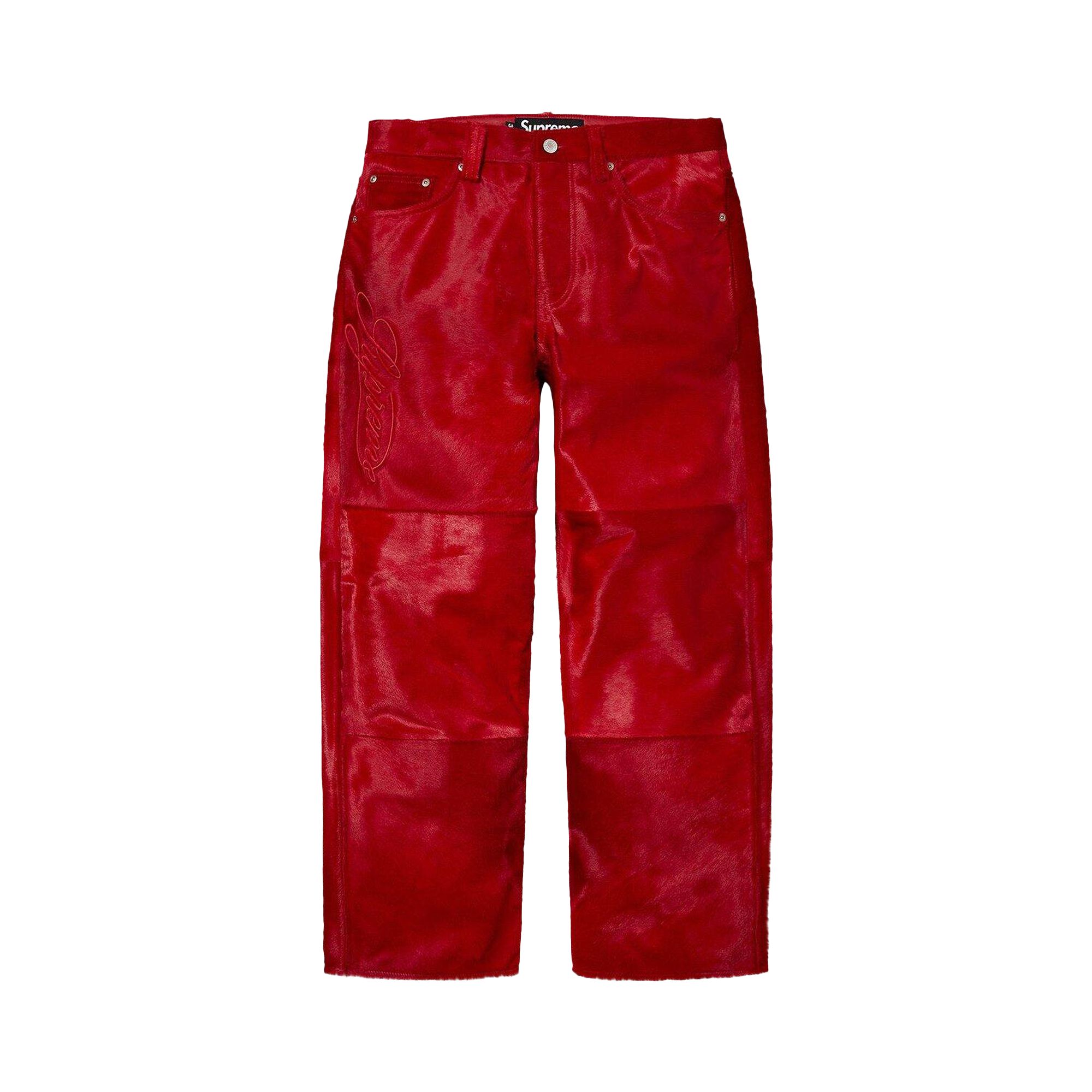 Pre-owned Supreme Ponyhair Loose Fit 5-pocket Jean 'red' | Men's Size 32