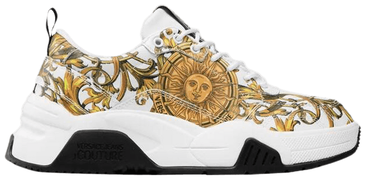 Versace Stargaze Sneakers Sun Garland Print  White Gold