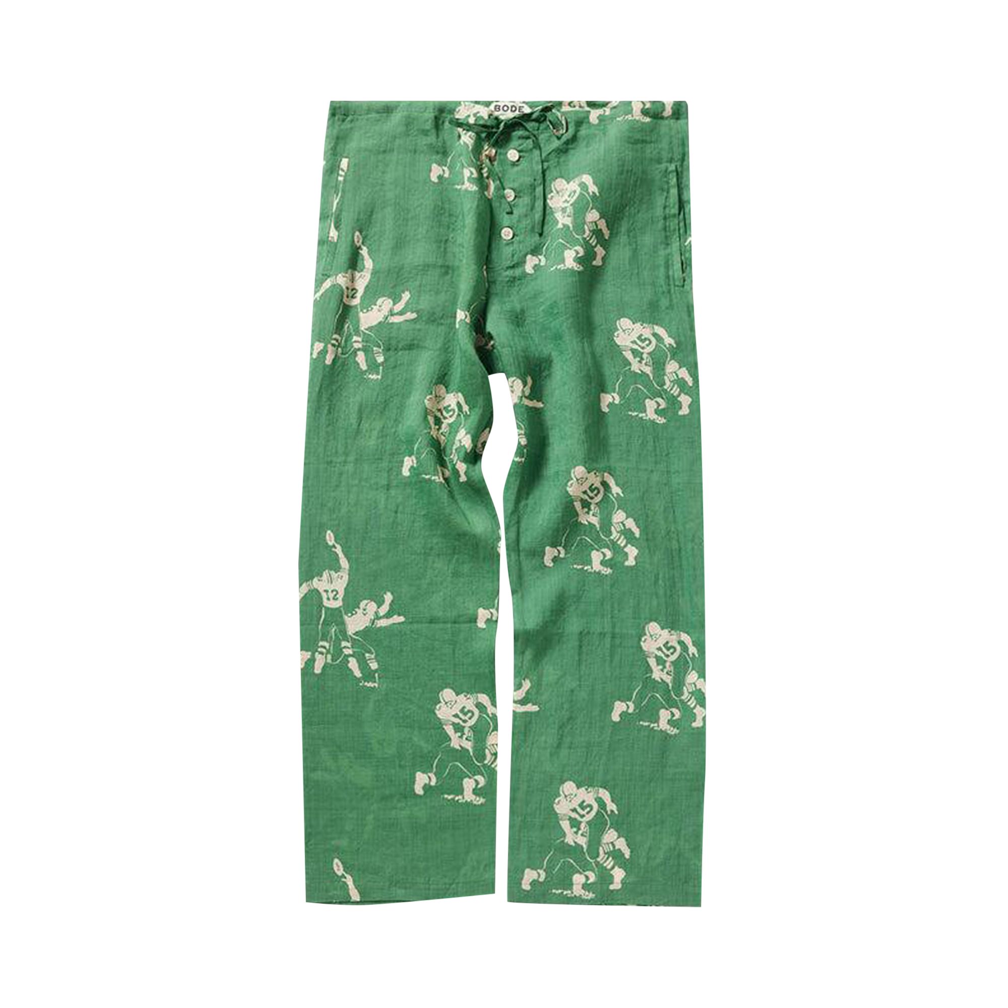 Pre-owned Bode Football Silhouette Pajama Pants 'green/cream' | Men's Size M