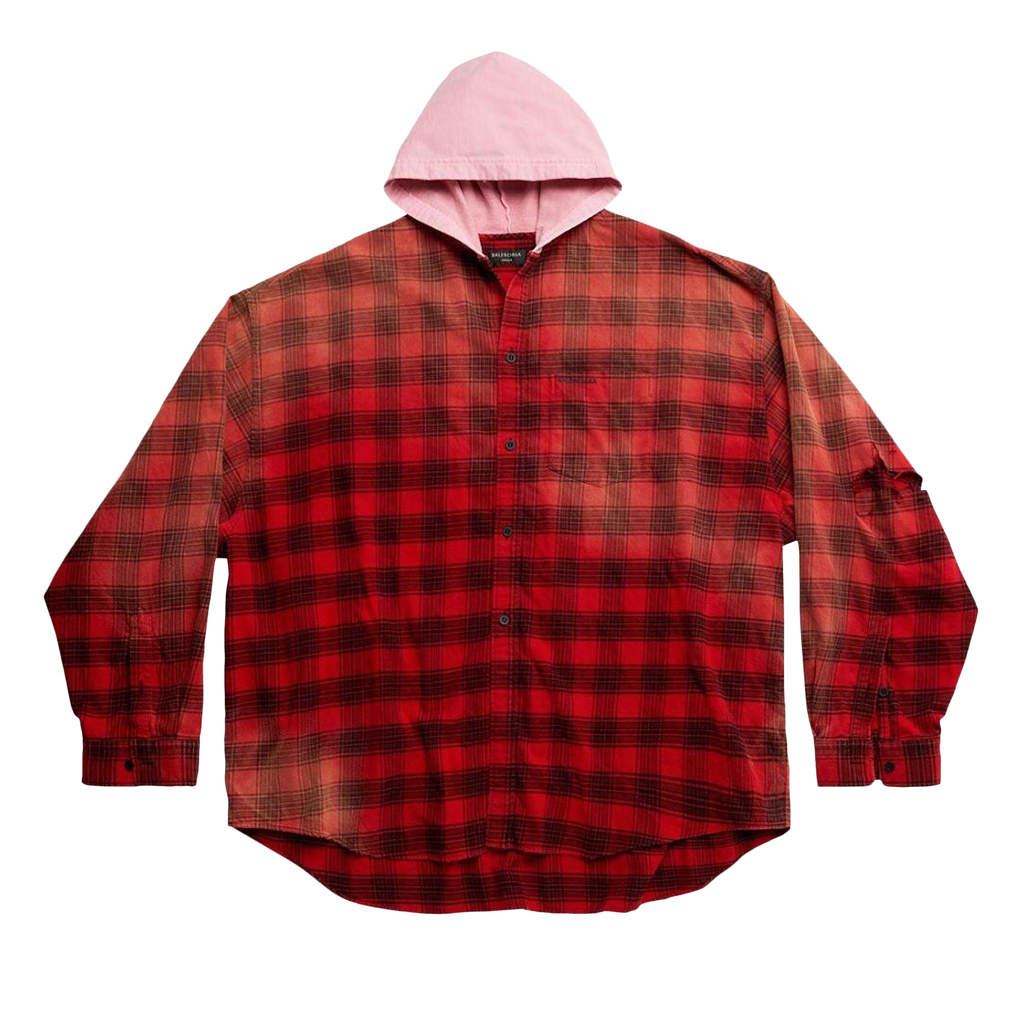 Pre-owned Balenciaga Hooded Shirt 'intense Red/black' | Men's Size 1