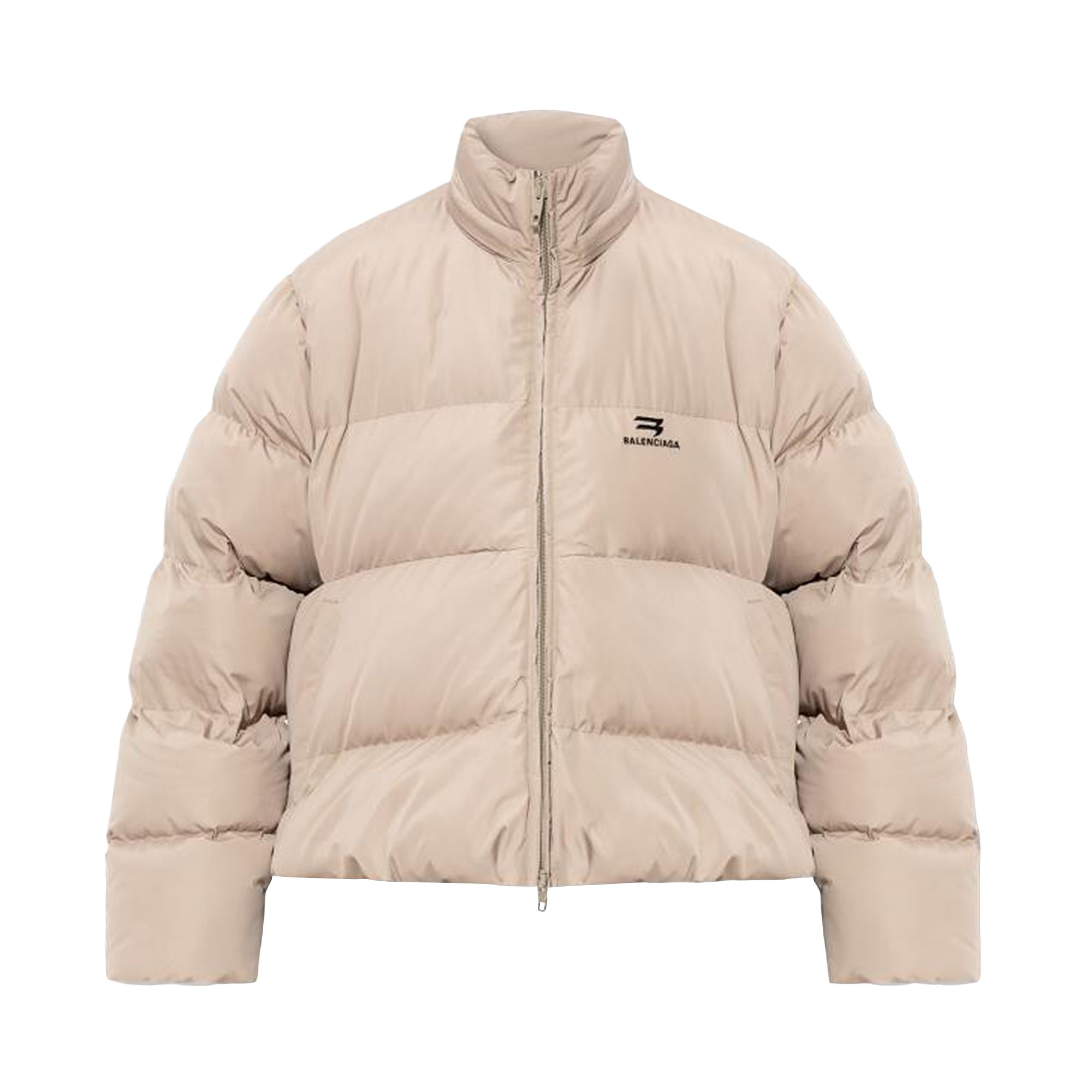 Pre-owned Balenciaga Logo Printed Zip-up Puffer Jacket 'beige' | Tan | Women's Size 38 In Brown