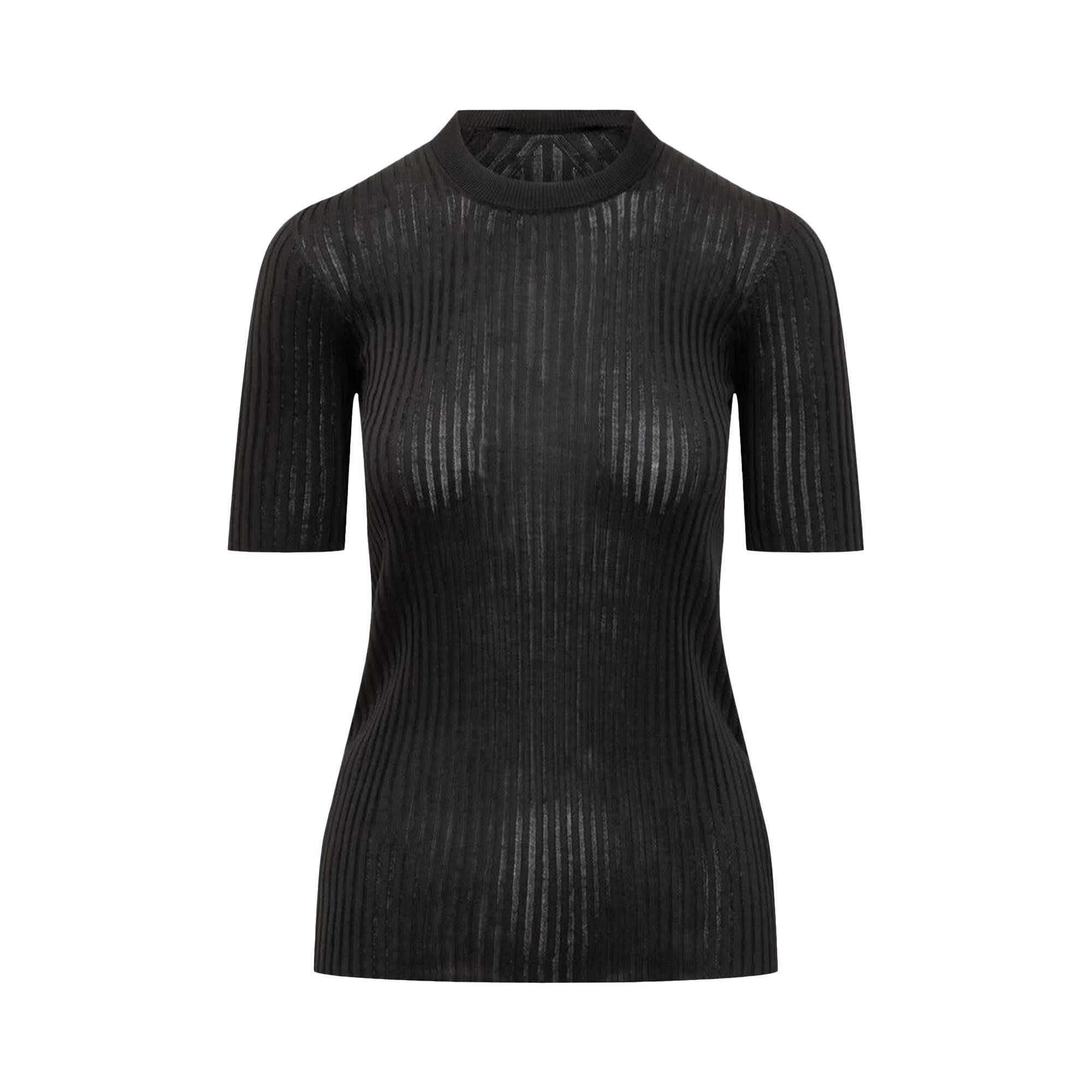 Pre-owned Jil Sander Ribbed Crewneck T-shirt 'black' | Women's Size 38