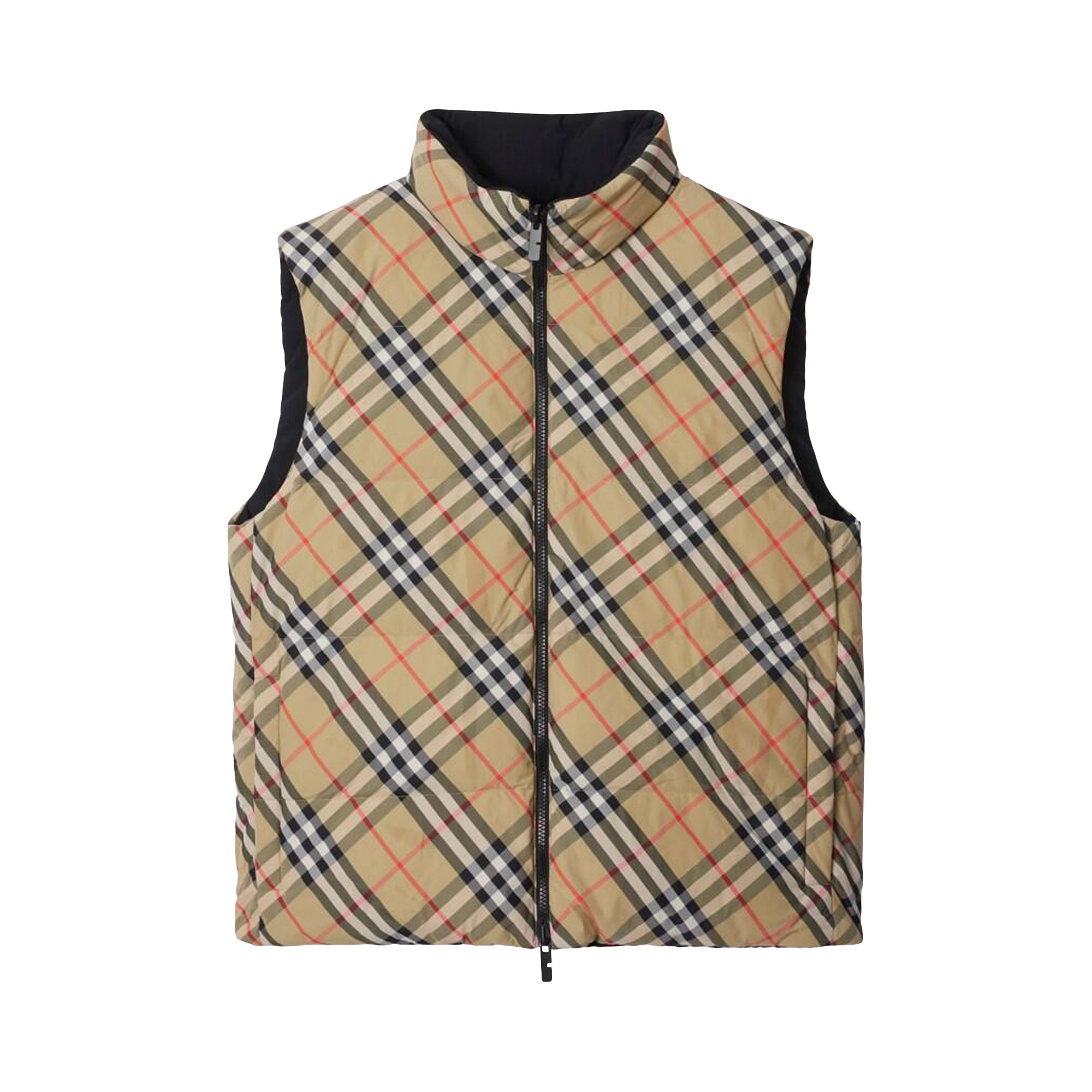 Pre-owned Burberry Nylon Check Packable Hood Gilet 'sand' | Tan | Men's Size Xl