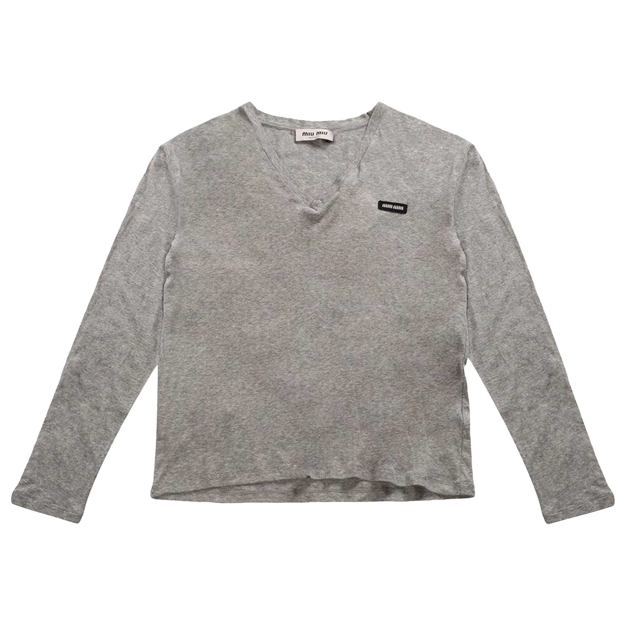 Pre-owned Miu Miu Jersey Polo Shirt 'grey' | Women's Size M