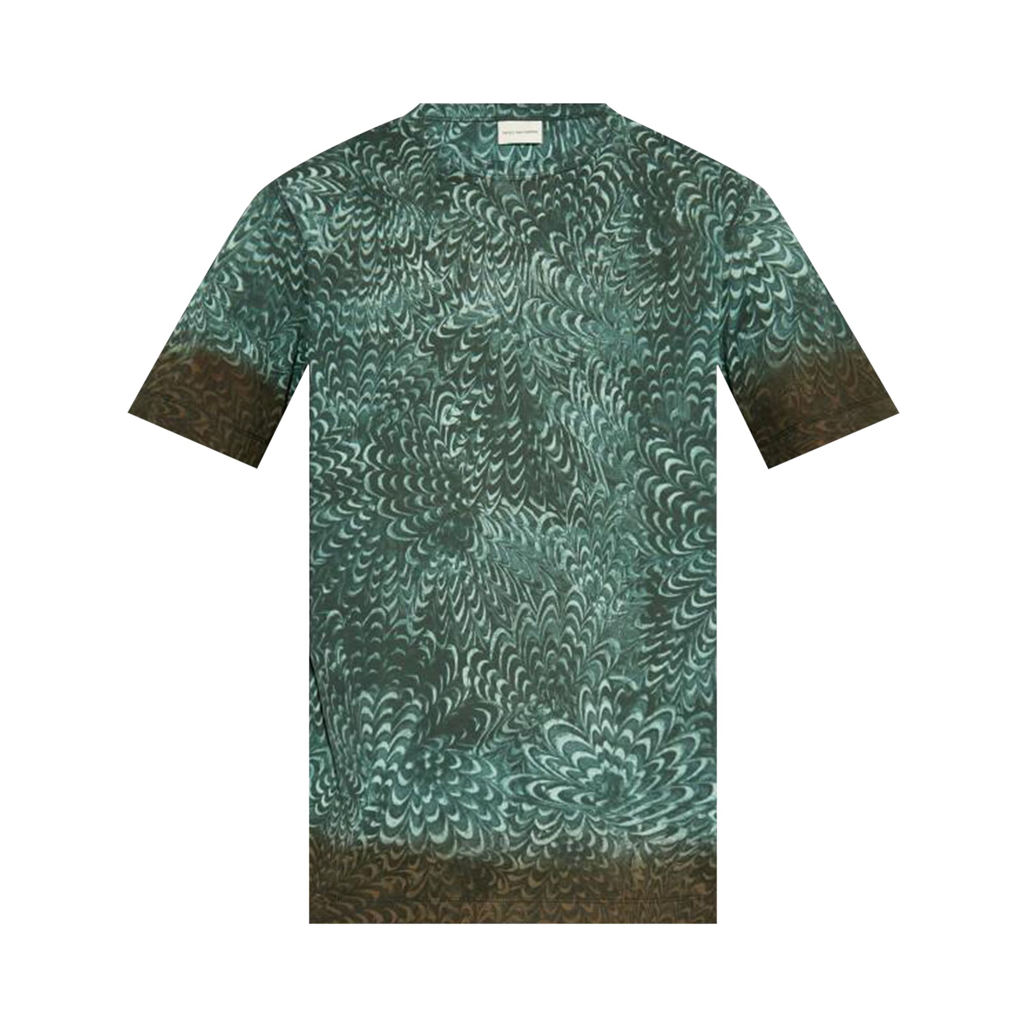 Pre-owned Dries Van Noten Hubba Print T-shirt 'petrol' | Blue | Men's Size M