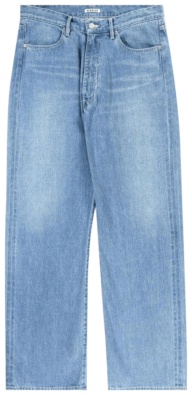 Buy Auralee Selvedge Faded Light Denim Pants 'Light Indigo