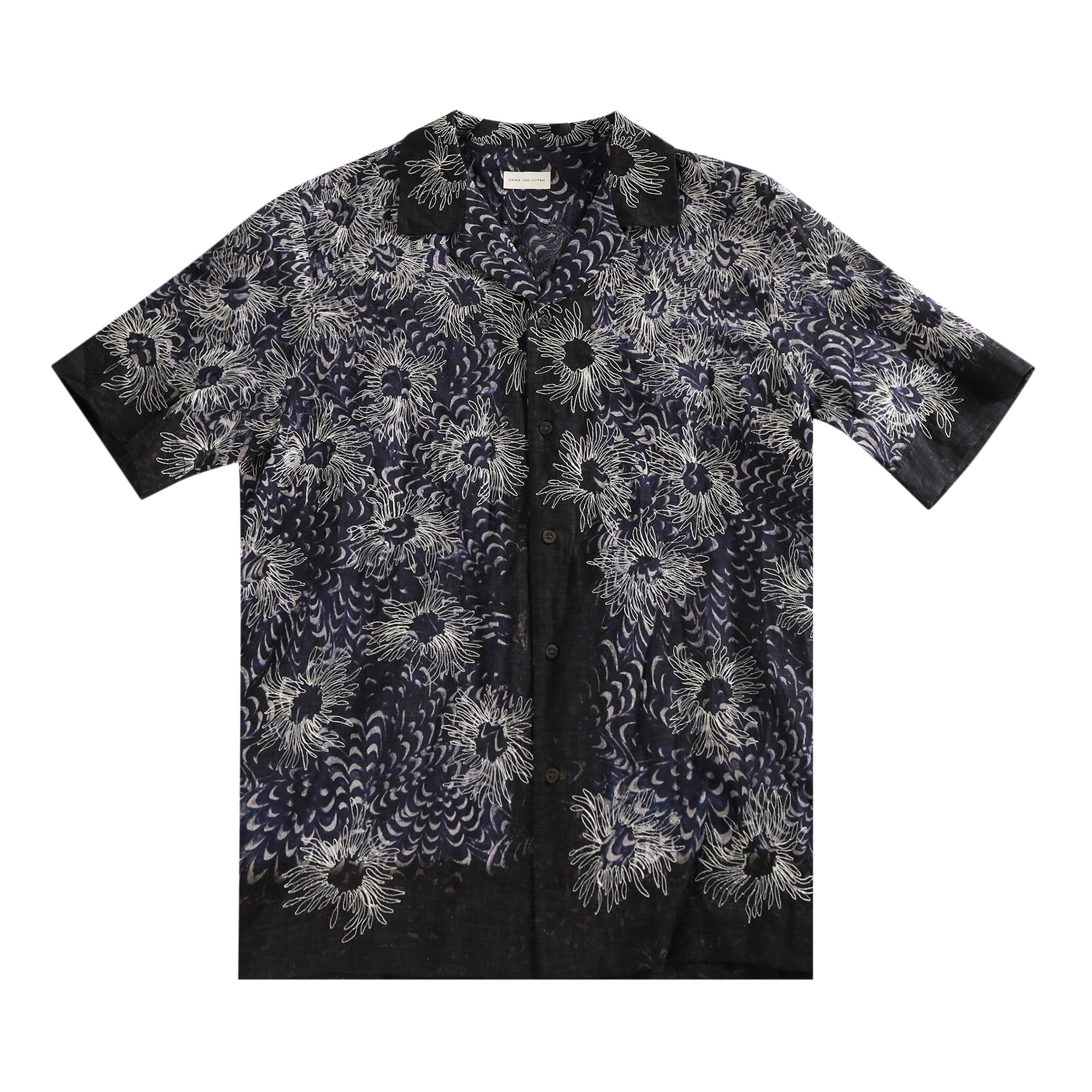 Pre-owned Dries Van Noten Carltone Embroidered Shirt 'navy' | Blue | Men's Size 52