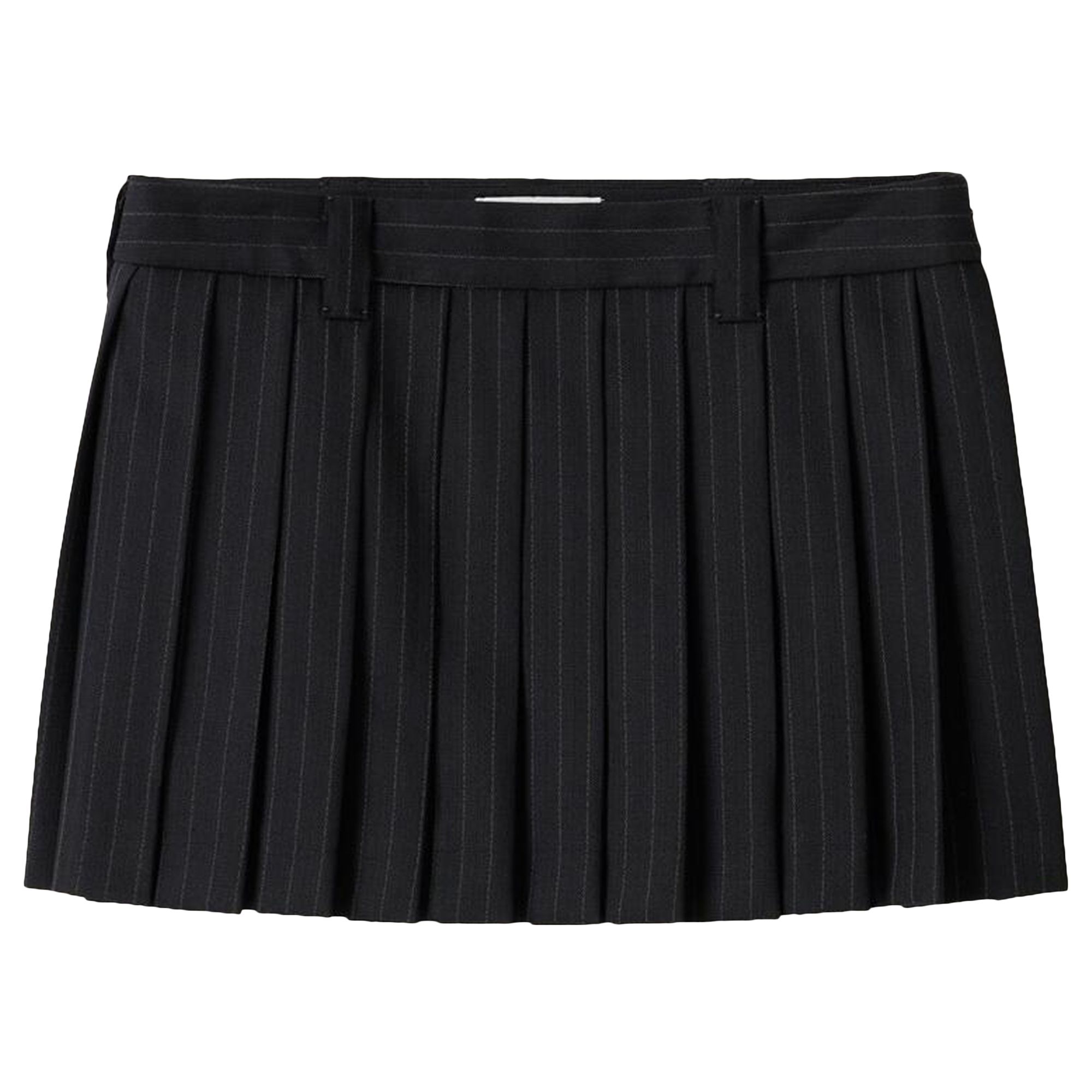 Pre-owned Miu Miu Pleated Pinstripe Mini Skirt 'black' | Women's Size 36