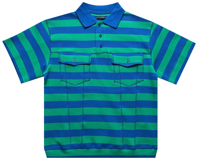 トップス ARIS TATALOVICH STRIPE TRUCKER POLO Aris Tatalovich Stripe Trucker Polo - Green | Editorialist