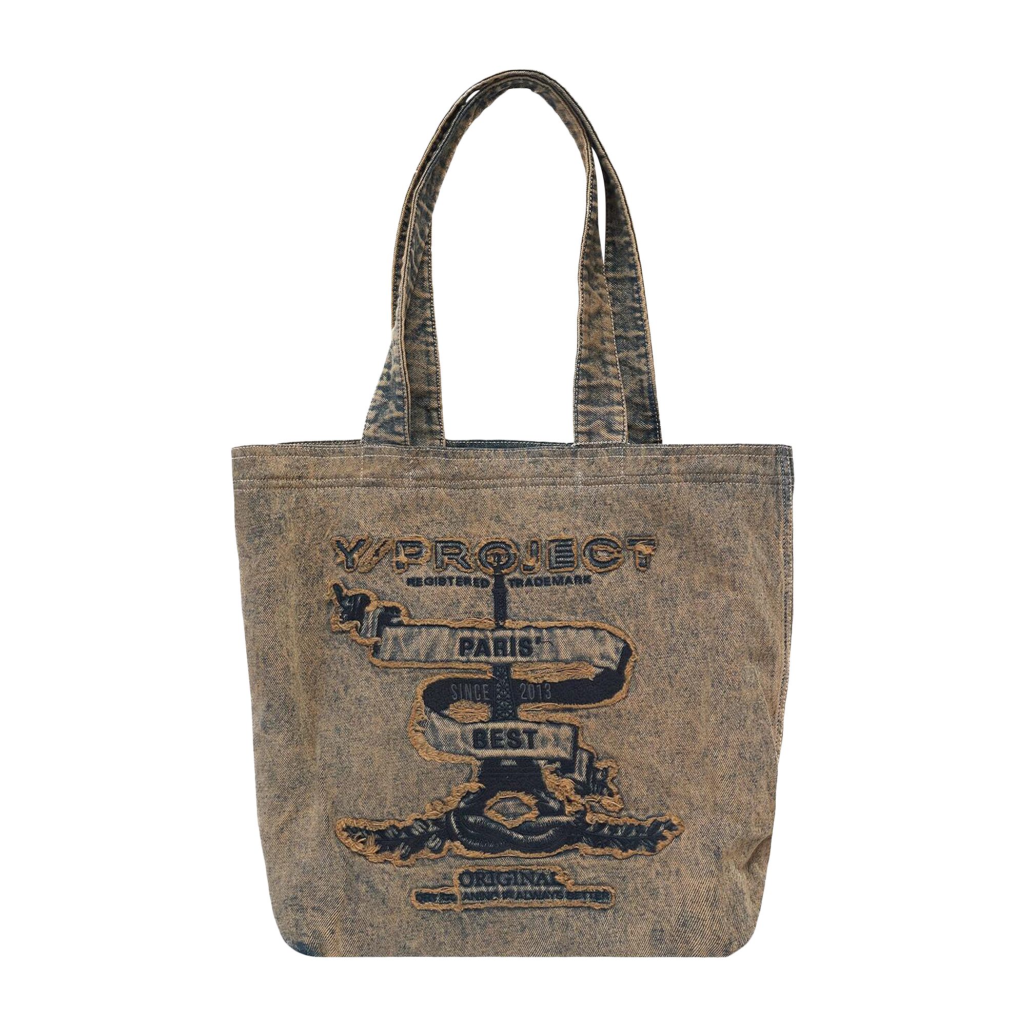 Pre-owned Y/project Paris Best Distressed Denim Tote Bag 'beige' | Tan | Men's Size Onesize