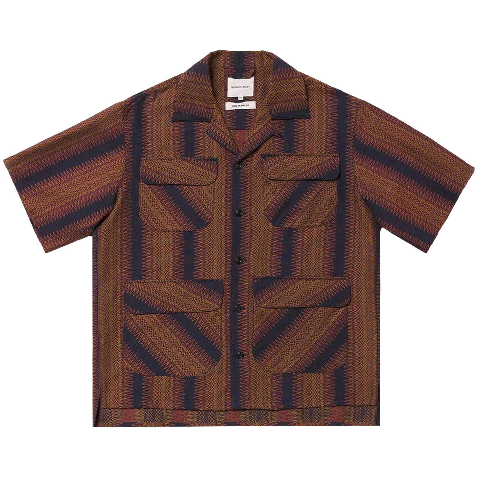 Pre-owned Nicholas Daley Aloha Shirt 'sonic Jacquard' | Brown | Men's Size L