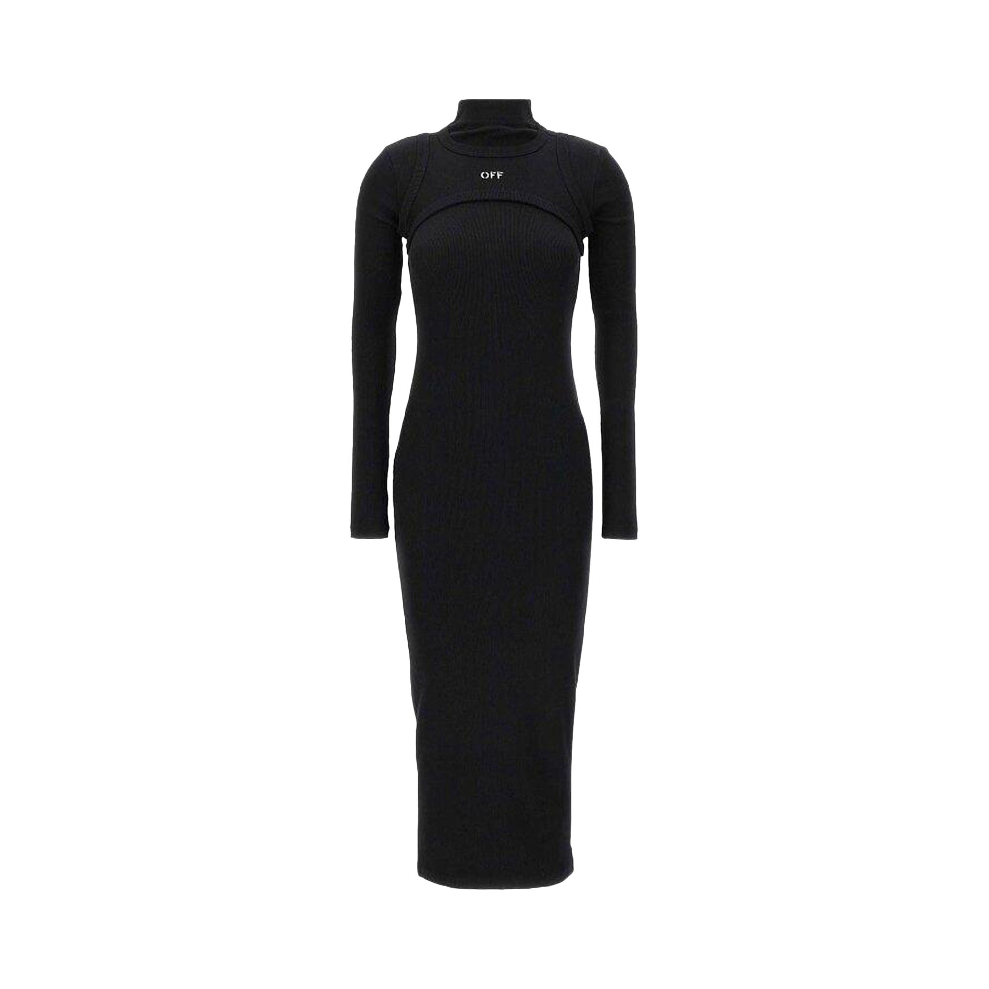 Pre-owned Off-white Off Stamp Ribbed Midi Dress 'black' | Women's Size 36