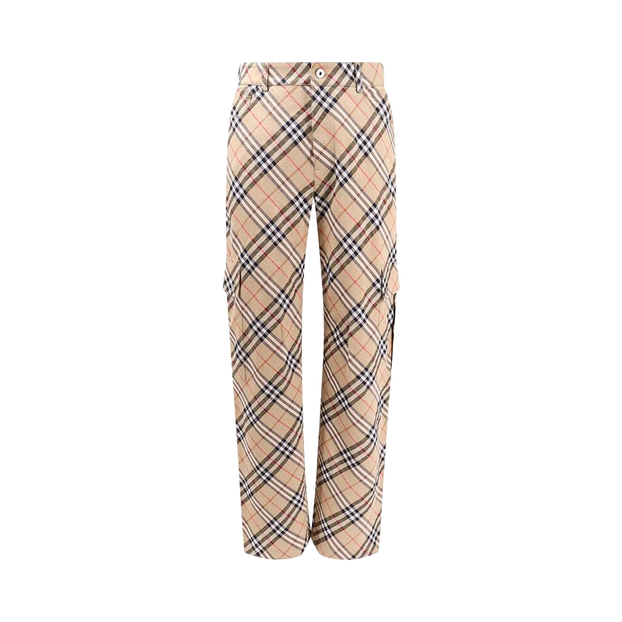 Pre-owned Burberry Check Stretch Trousers 'teacup/pasture' | Multi-color | Men's Size 42