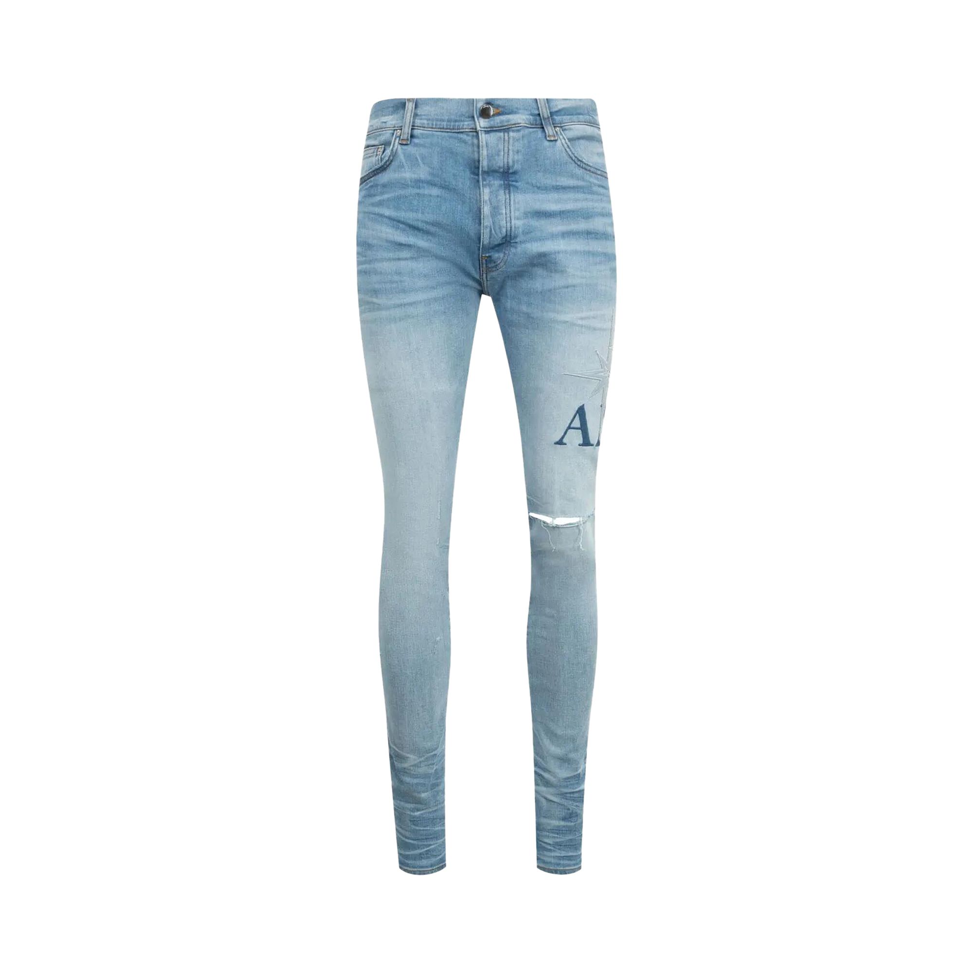 Pre-owned Amiri Starburst Appliqué Skinny Jean 'perfect Indigo' | Blue | Men's Size 38