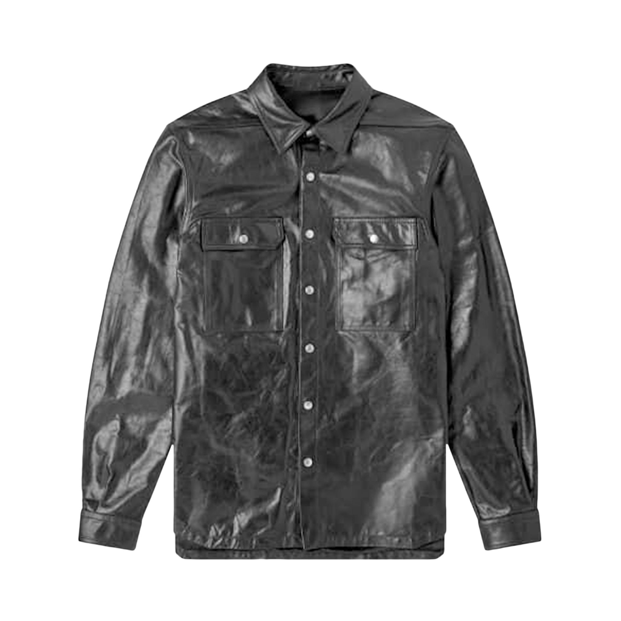 Pre-owned Rick Owens Leather Outershirt 'black' | Men's Size 52