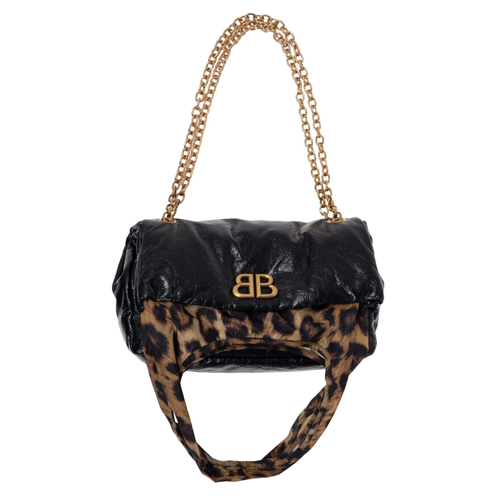 Pre-owned Balenciaga Monaco Chain Bag 'black/leopard' | Women's Size Onesize