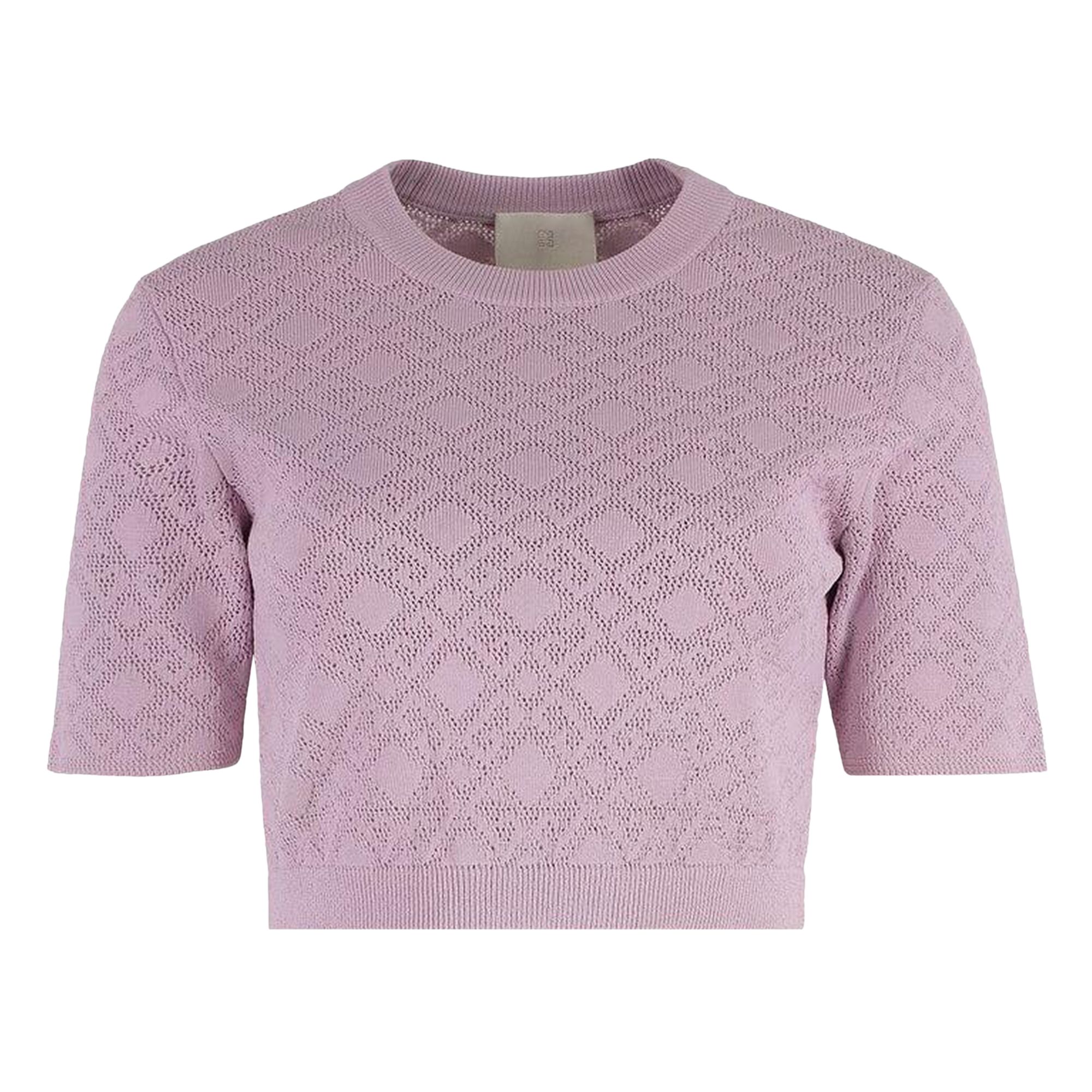 Pre-owned Givenchy Monogram 72 Jacquard Short-sleeve Knit Top 'parma' | Pink | Women's Size S