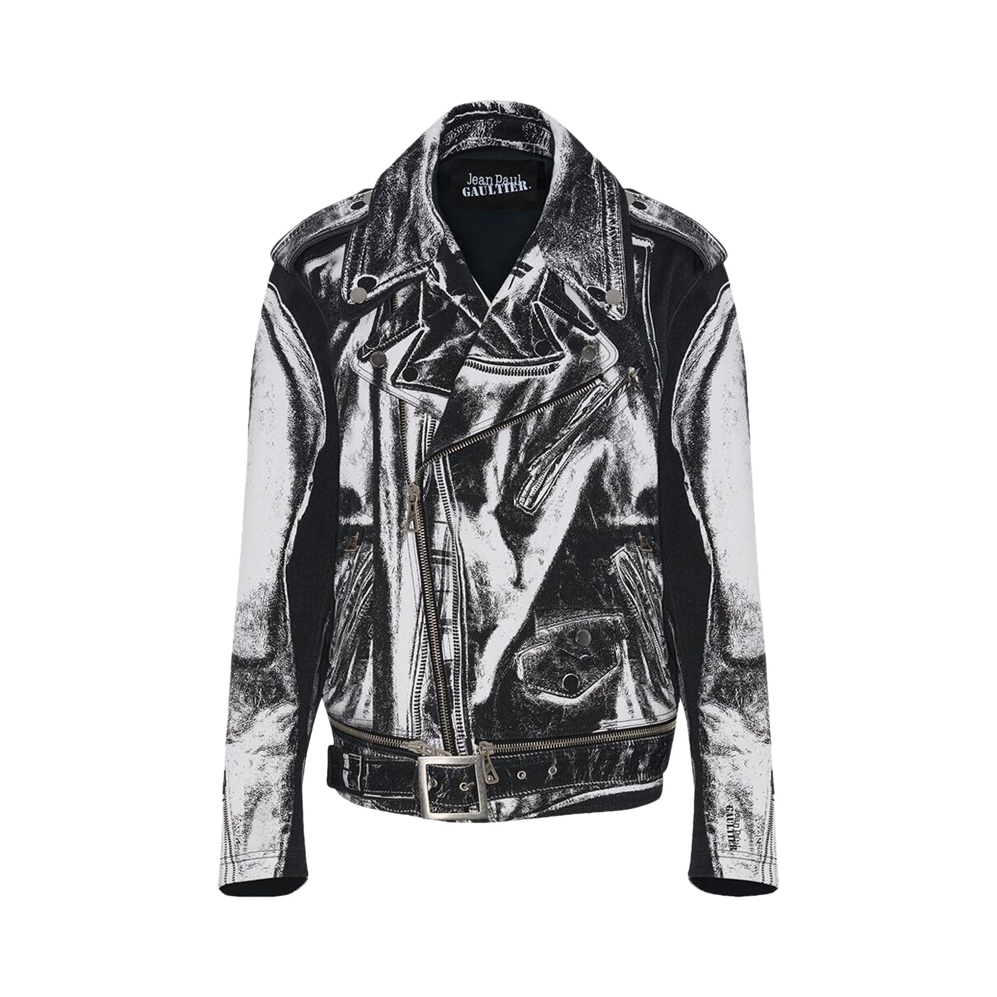 Pre-owned Jean Paul Gaultier Trompe-l'oeil Perfecto Jacket 'black/white' | Women's Size M