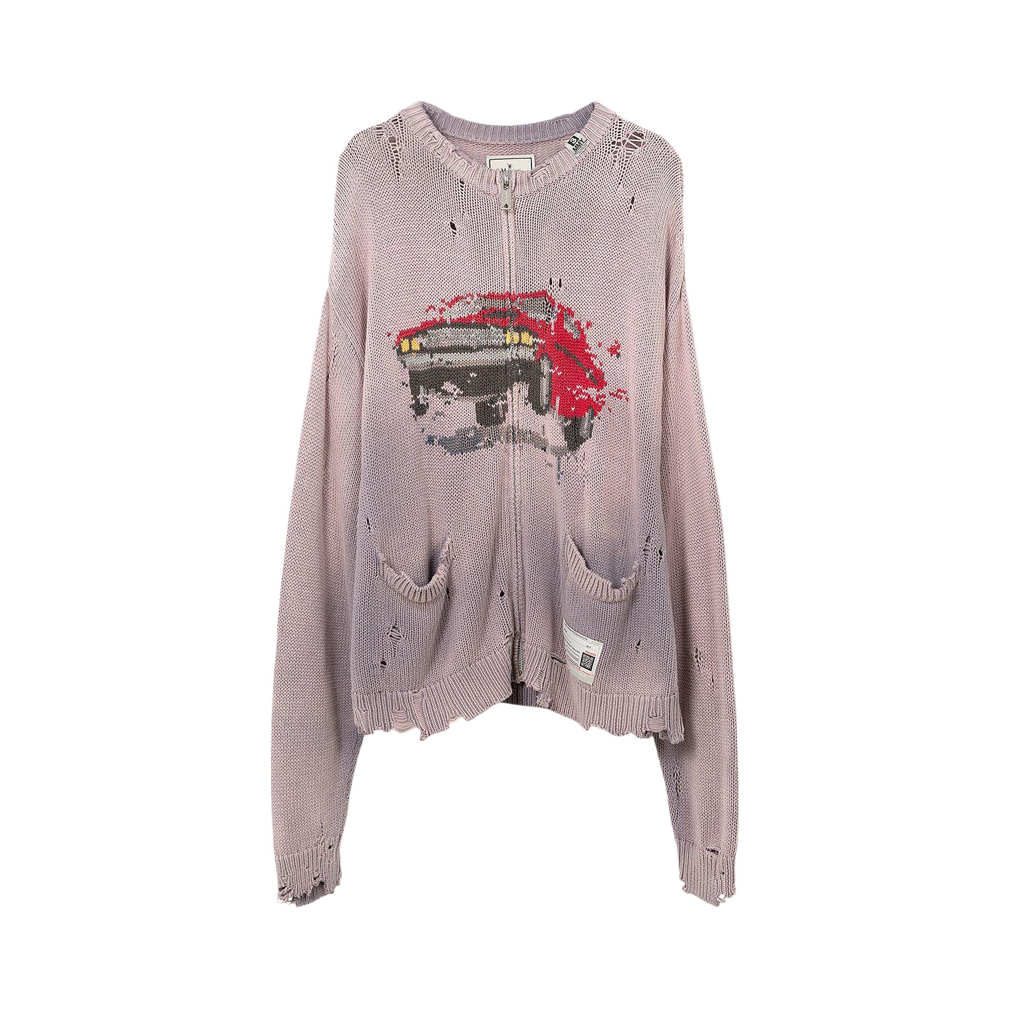 Pre-owned Miharayasuhiro Maison Mihara Yasuhiro Car Jacquard Knit Cardigan 'pink' | Men's Size 46