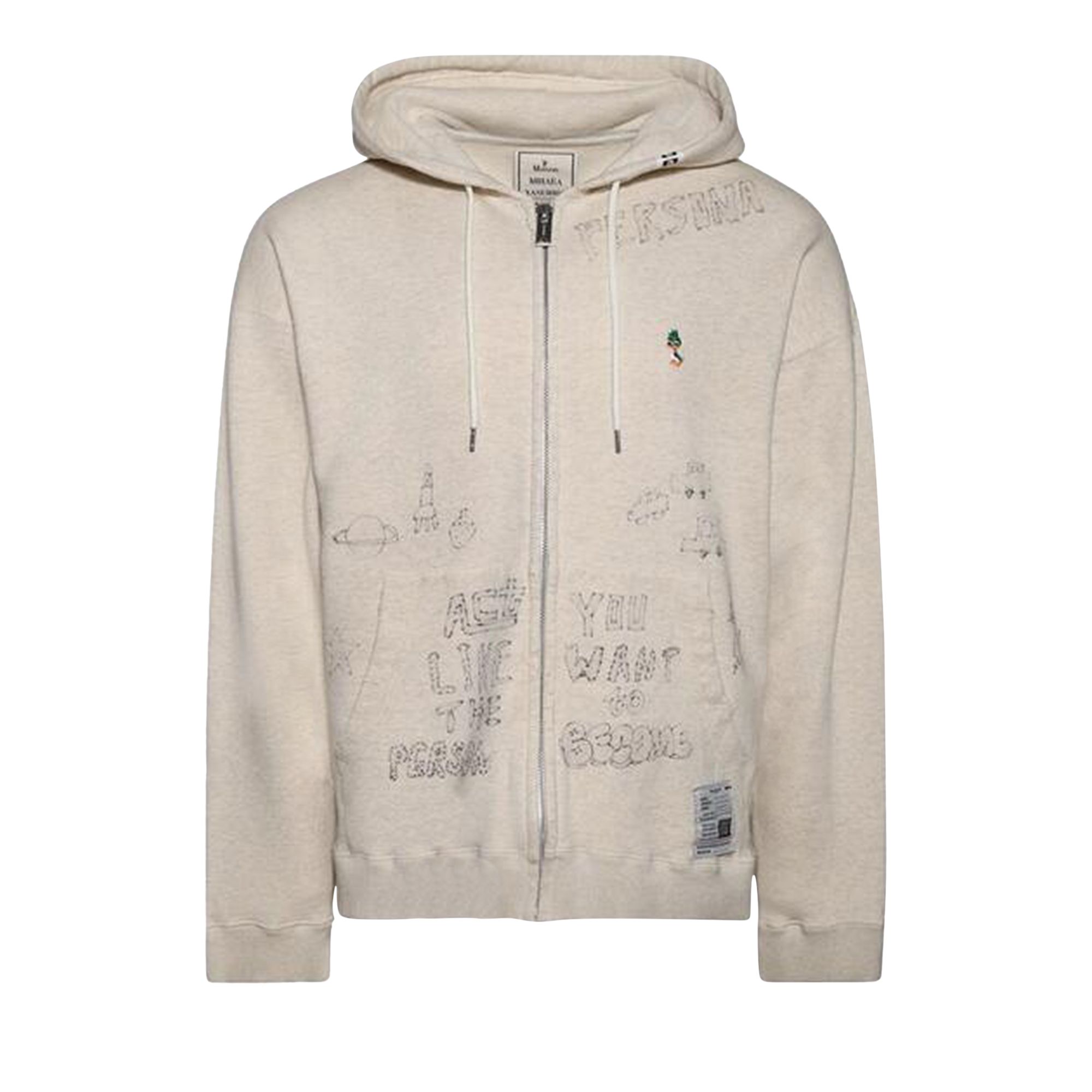 Pre-owned Miharayasuhiro Maison Mihara Yasuhiro Distressed Graffiti Print Zip-up Hoodie 'white' | Men's Size 52