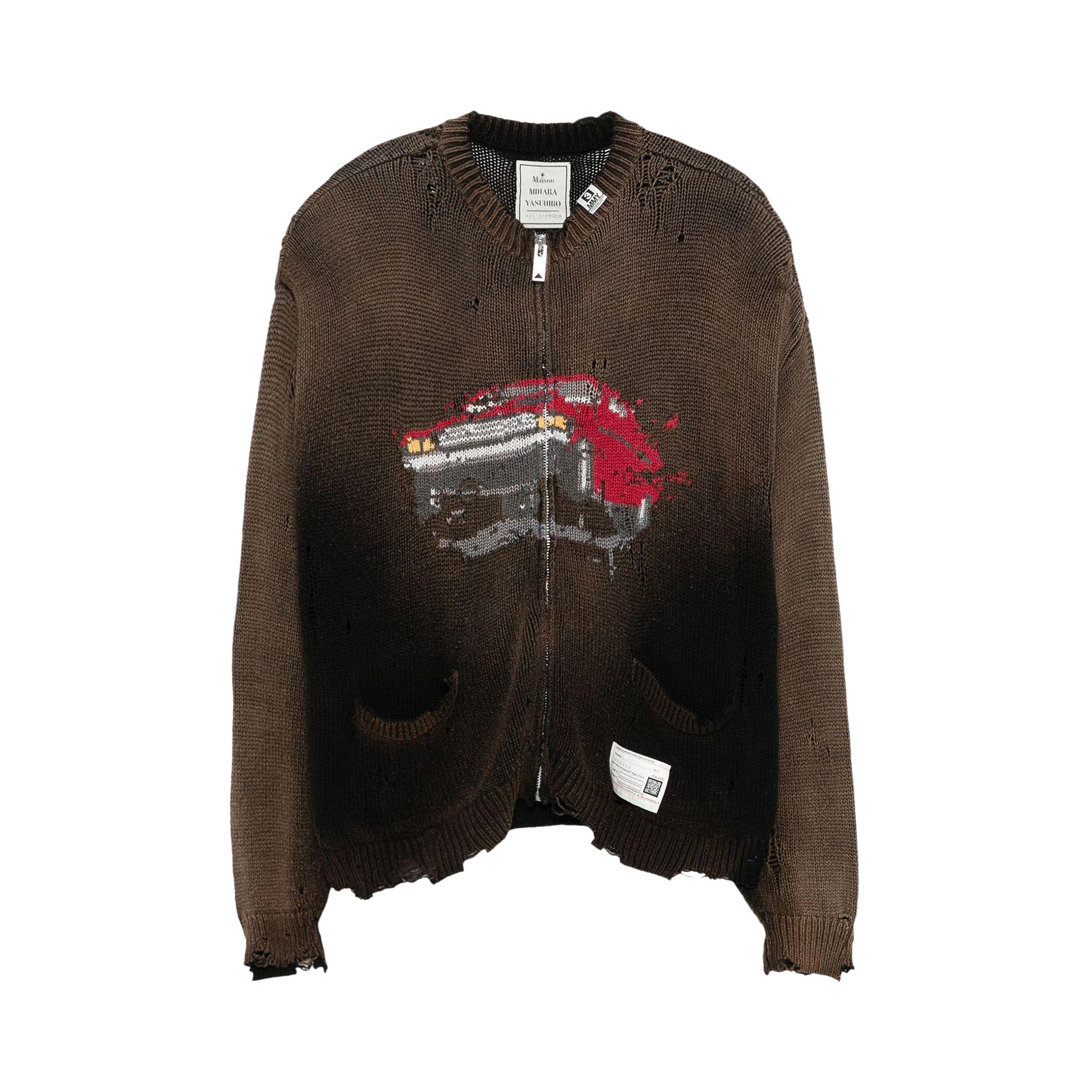 Pre-owned Miharayasuhiro Maison Mihara Yasuhiro Car Jacquard Knit Cardigan 'black' | Men's Size 48