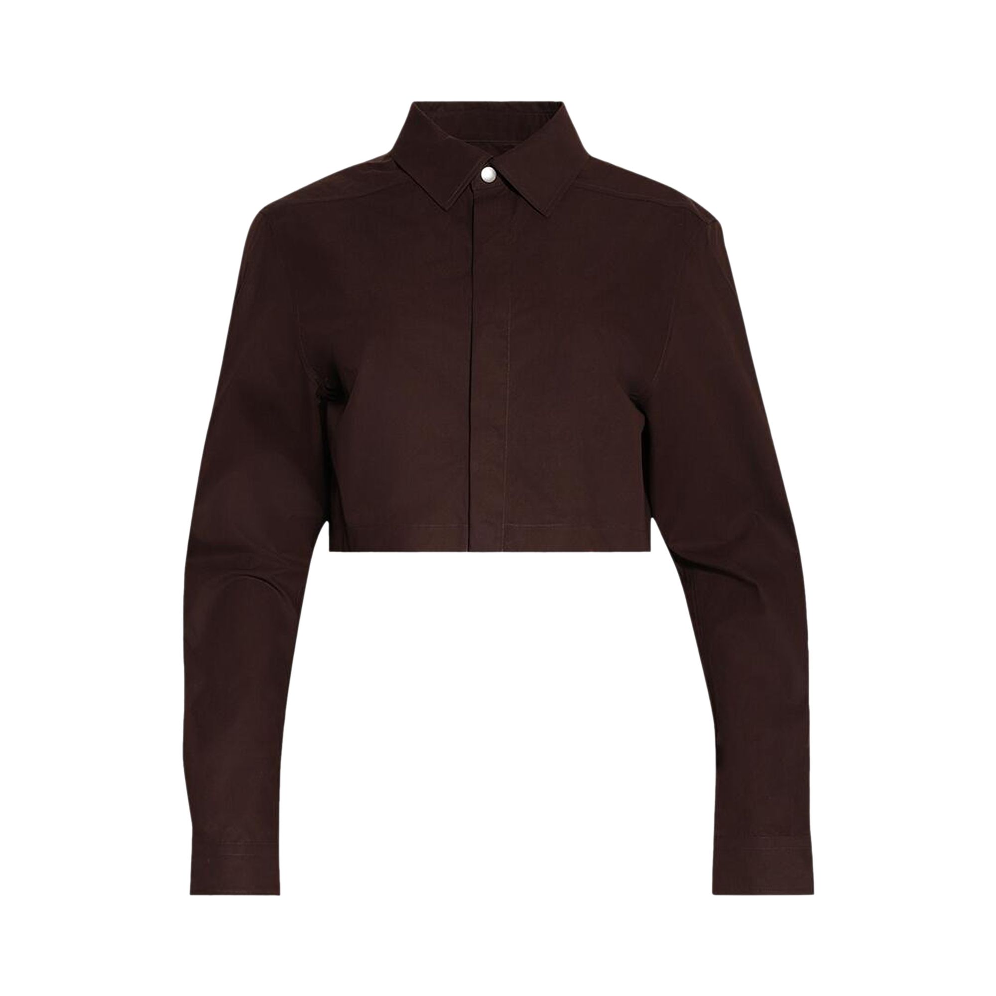 Pre-owned Rick Owens Camicia Cropped Outershirt 'mahogany' | Brown | Women's Size 42