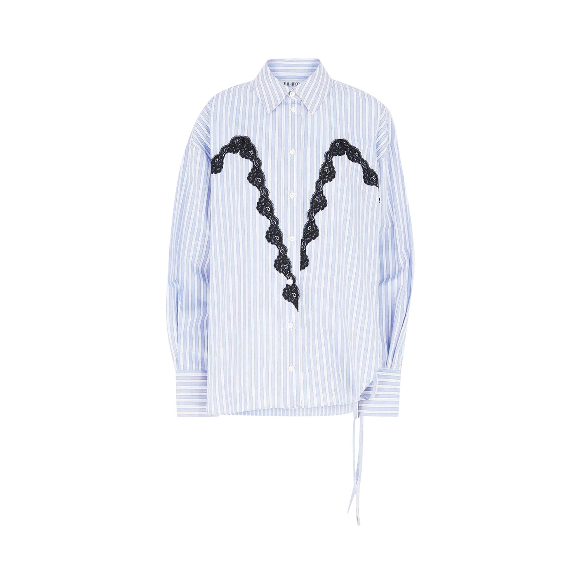 Pre-owned Attico The  Striped Shirt 'white/navy Blue' | Women's Size 36