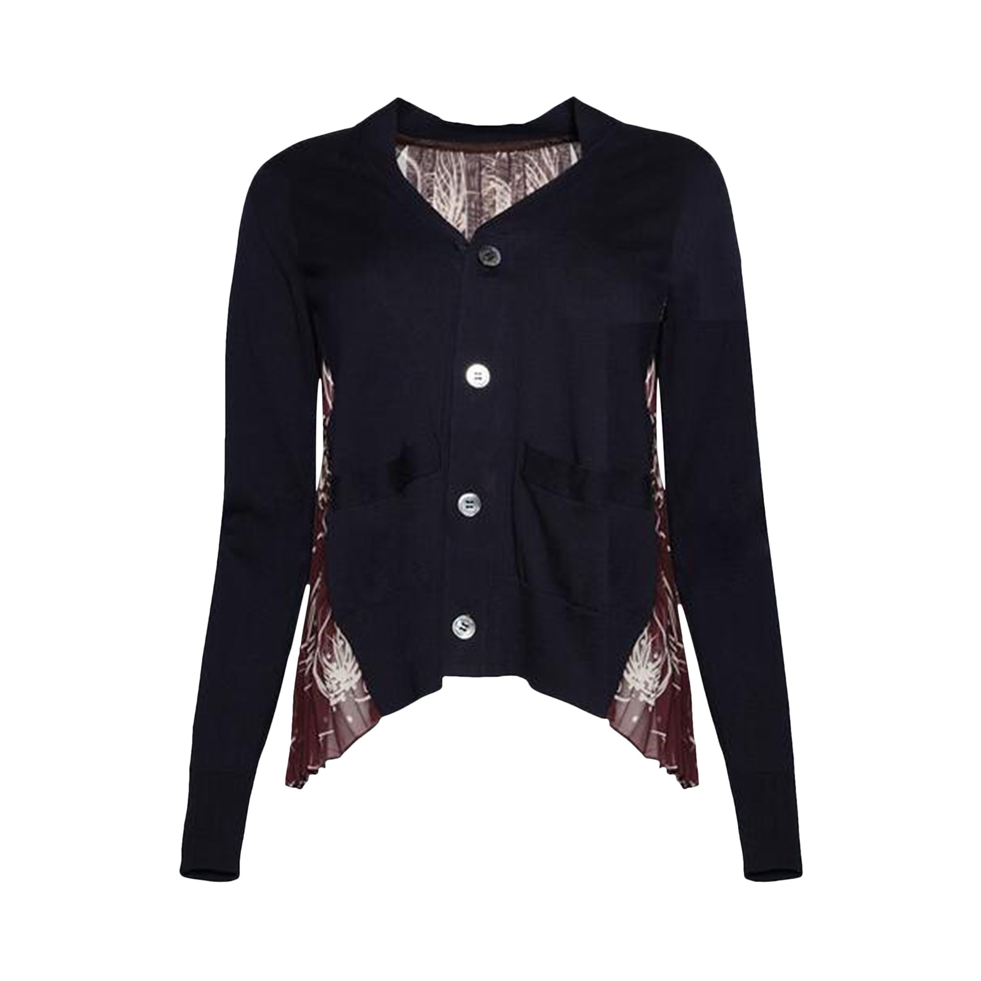 Pre-owned Sacai Dot Flower Print Cardigan 'navy/bordeaux' | Blue | Women's Size 2