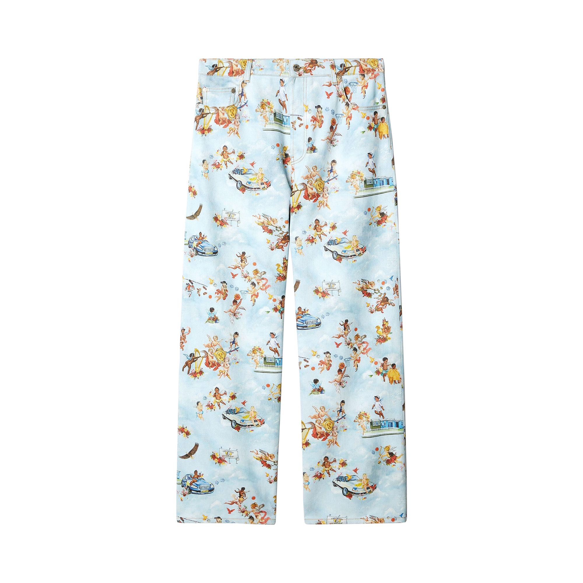 Pre-owned Off-white Fresco-print Jeans 'light Blue' | Men's Size 36