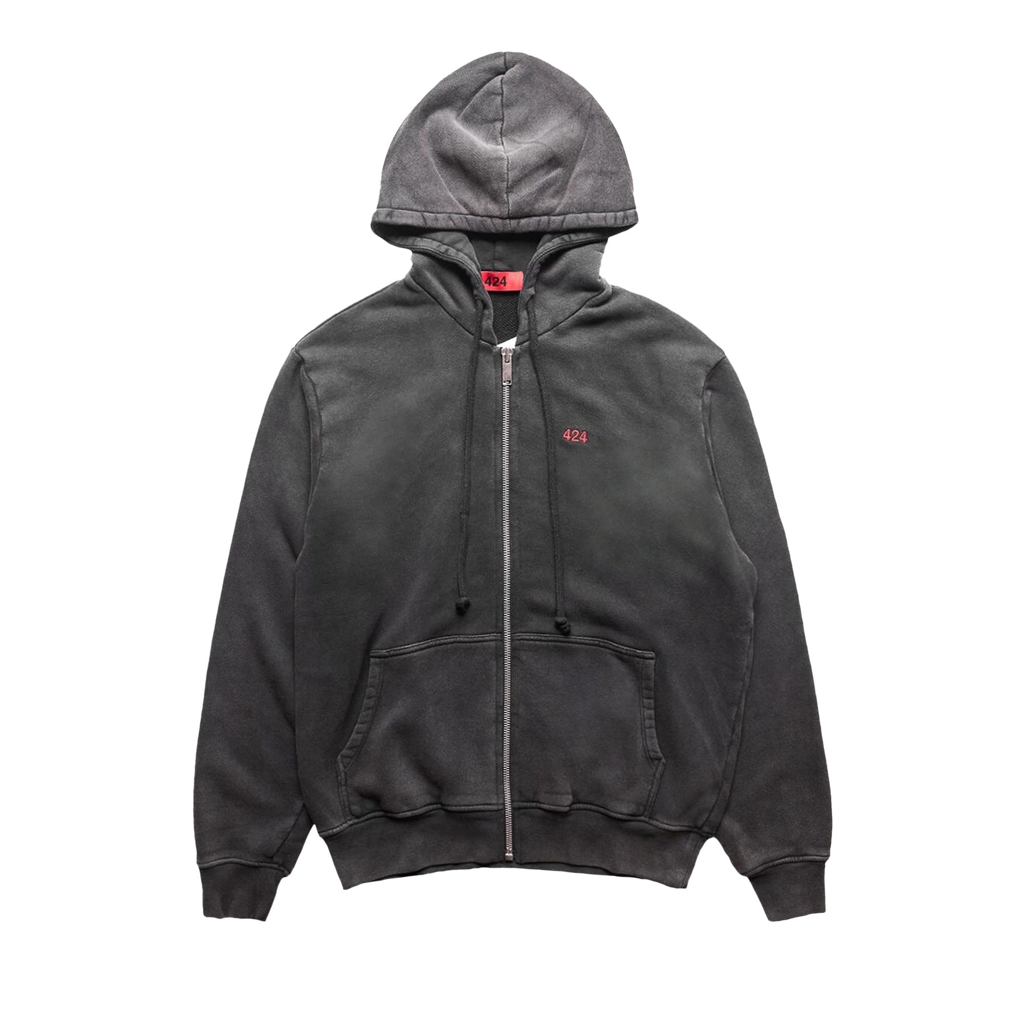 Pre-owned 424 Zip-up French Terry Hoodie 'black' | Men's Size Xs