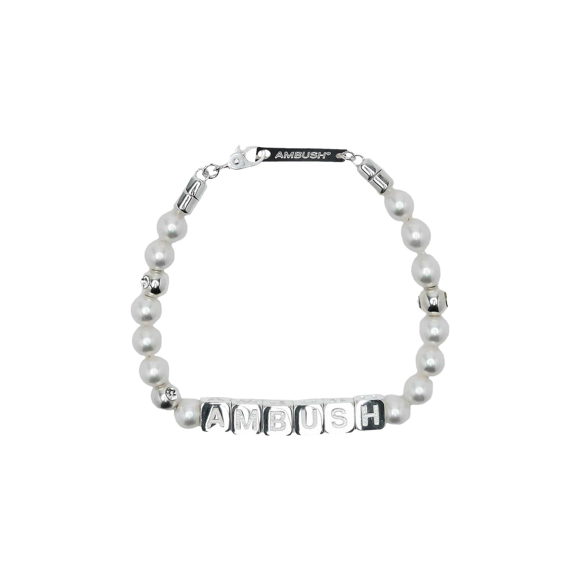 Pre-owned Ambush Pearl Letterblock Bracelet 'silver' | Men's Size 1