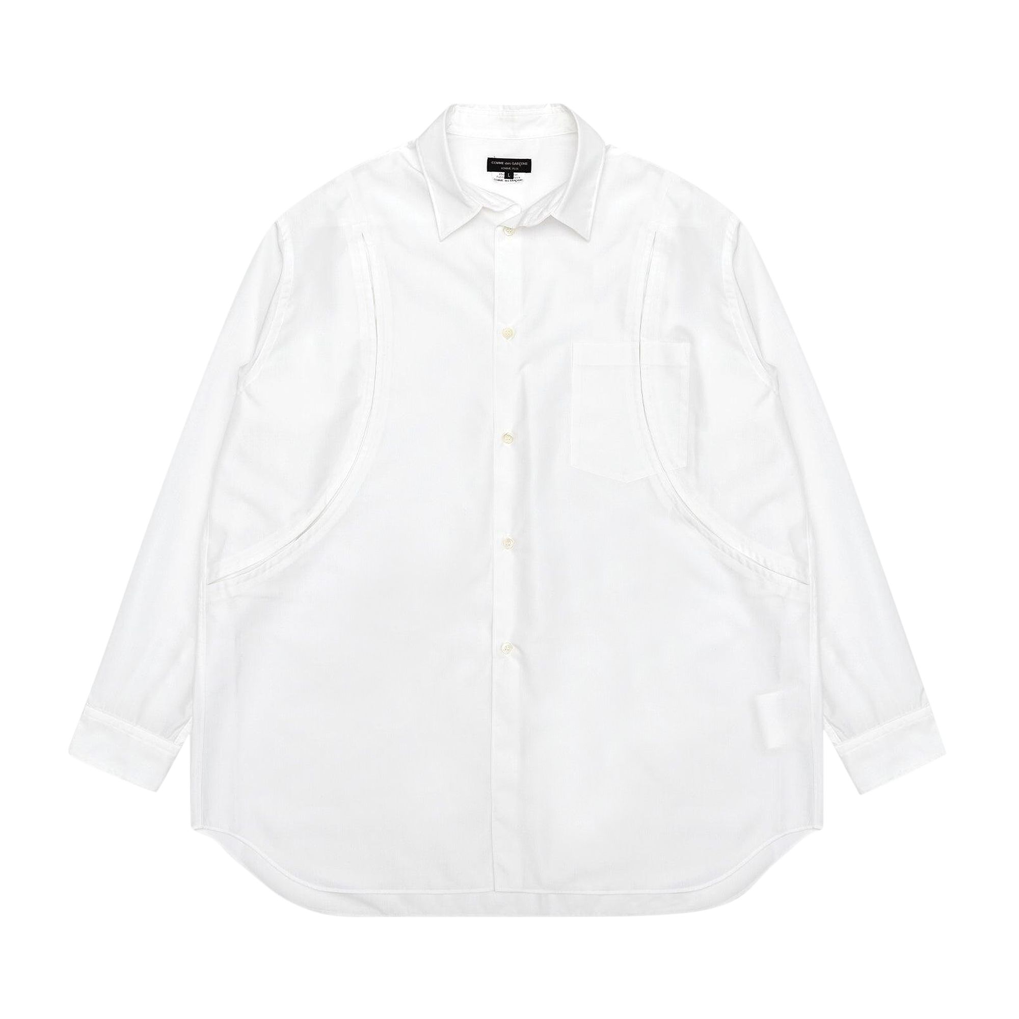 Pre-owned Comme Des Garçons Homme Deux Comme Des Garçons Homme Plus Cutout Shirt 'white' | Men's Size L