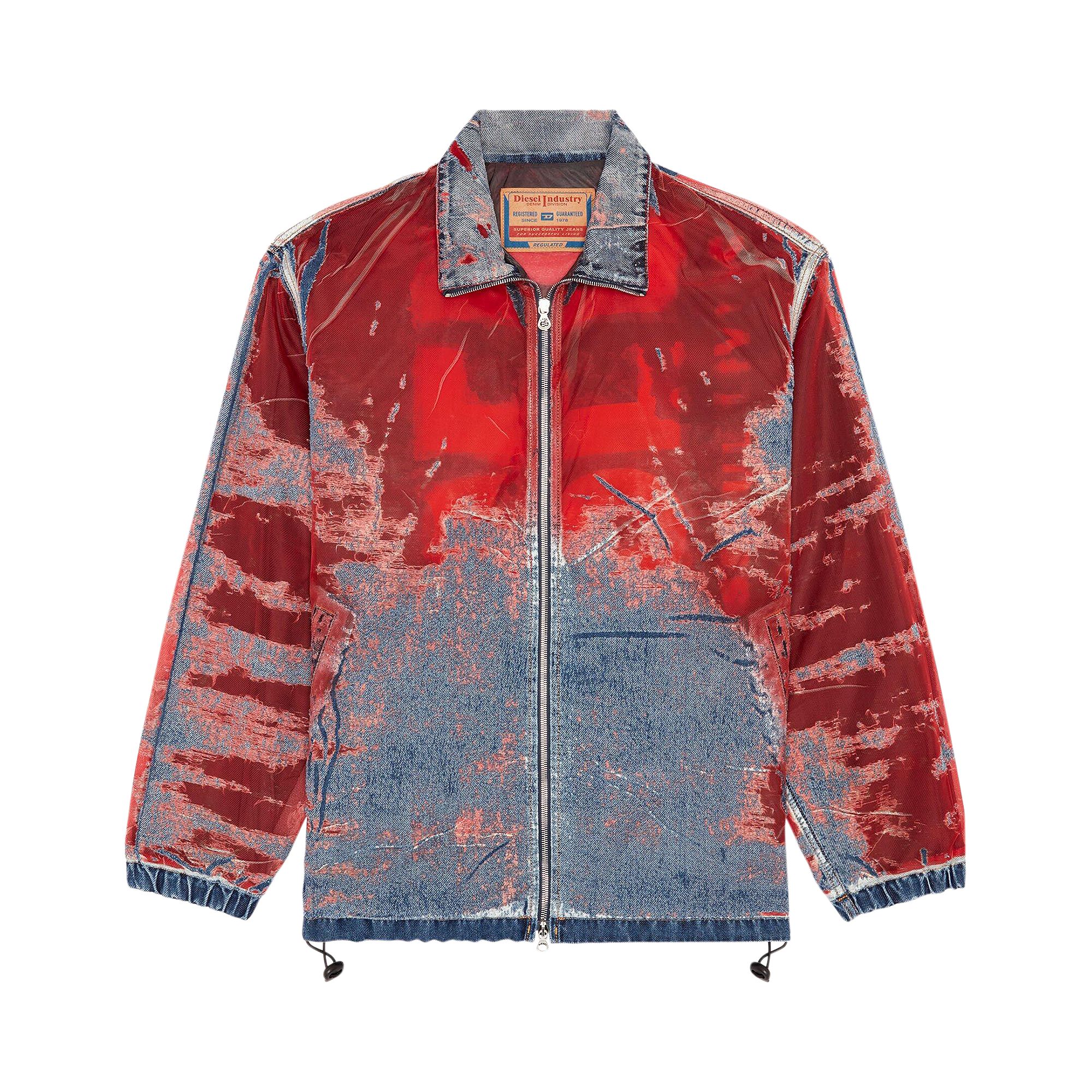 Pre-owned Diesel Mixed Fabric Zip Up Jacket 'red' | Men's Size Xl