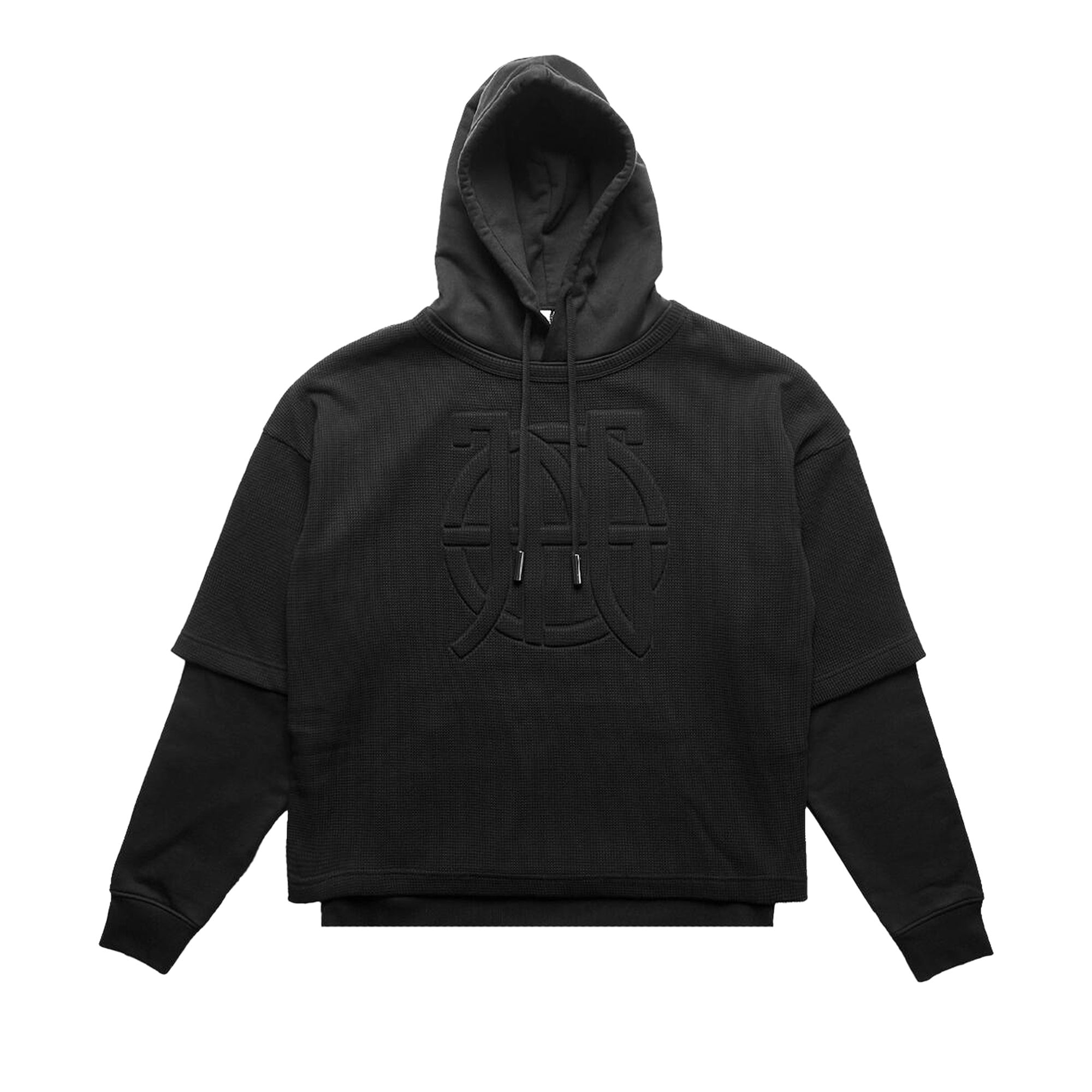 Pre-owned Jean Paul Gaultier Waffle Double Sleeve Oversized Hoodie 'black' | Men's Size M