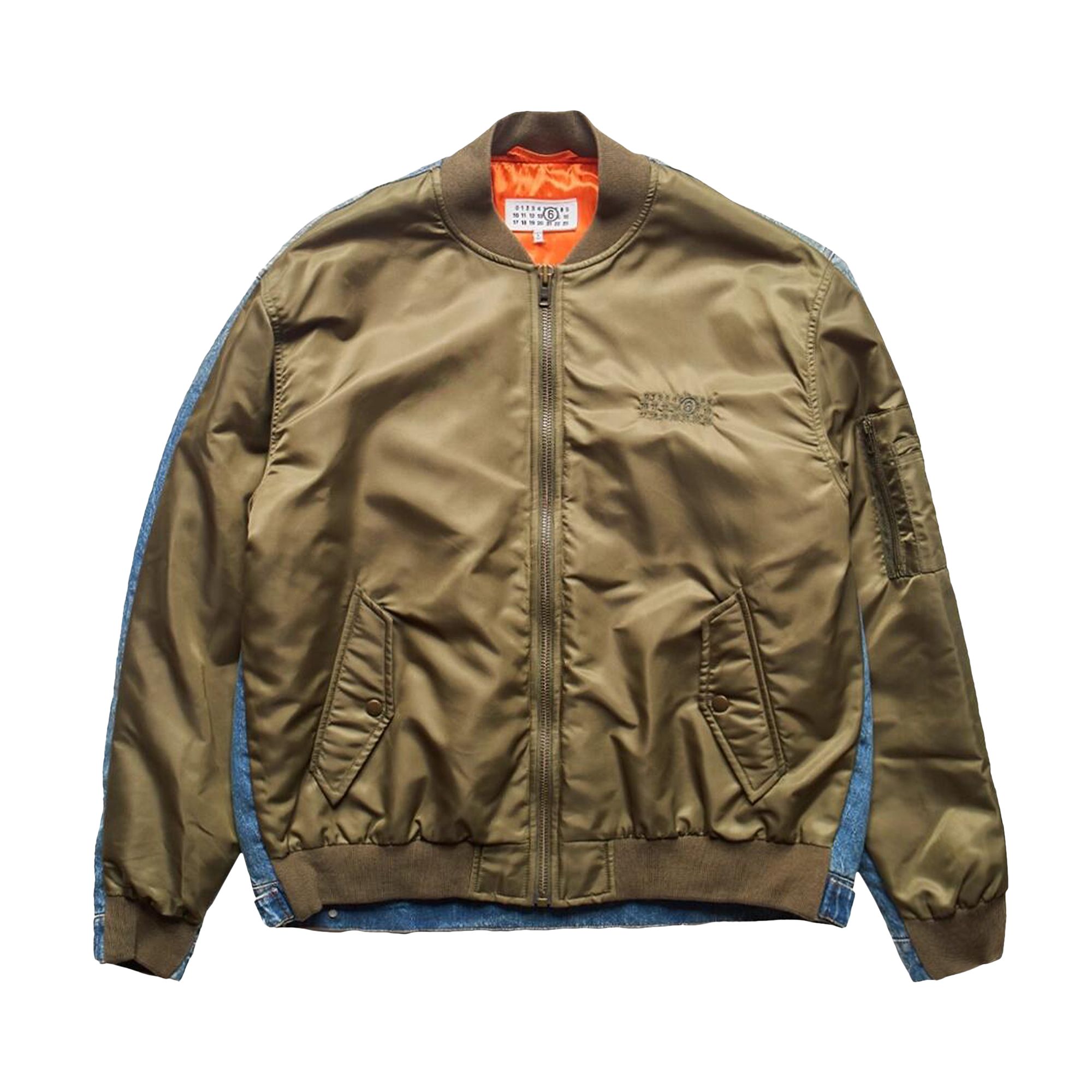 Pre-owned Mm6 Maison Margiela Double Fabric Zip Bomber Jacket 'green' | Men's Size 46