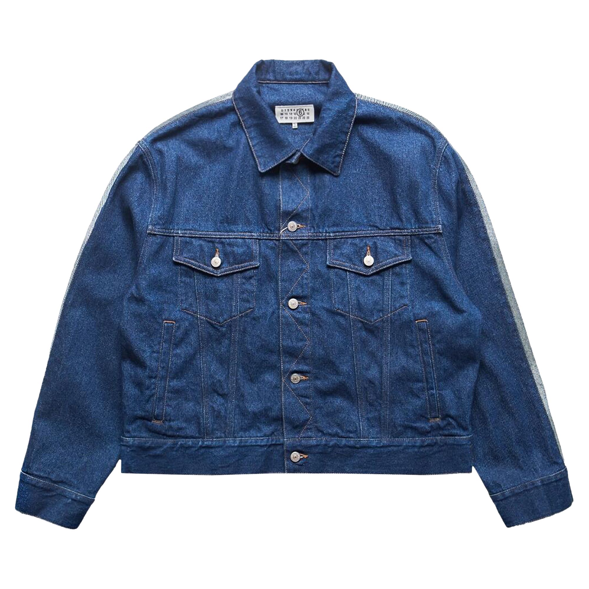 Pre-owned Mm6 Maison Margiela Split Reversed Denim Jacket 'blue' | Men's Size 52
