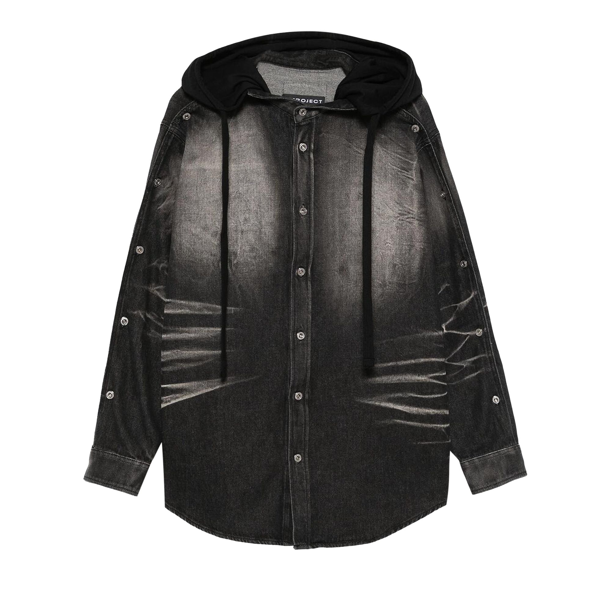 Pre-owned Y/project Insert Hood Denim Shirt 'black' | Men's Size M
