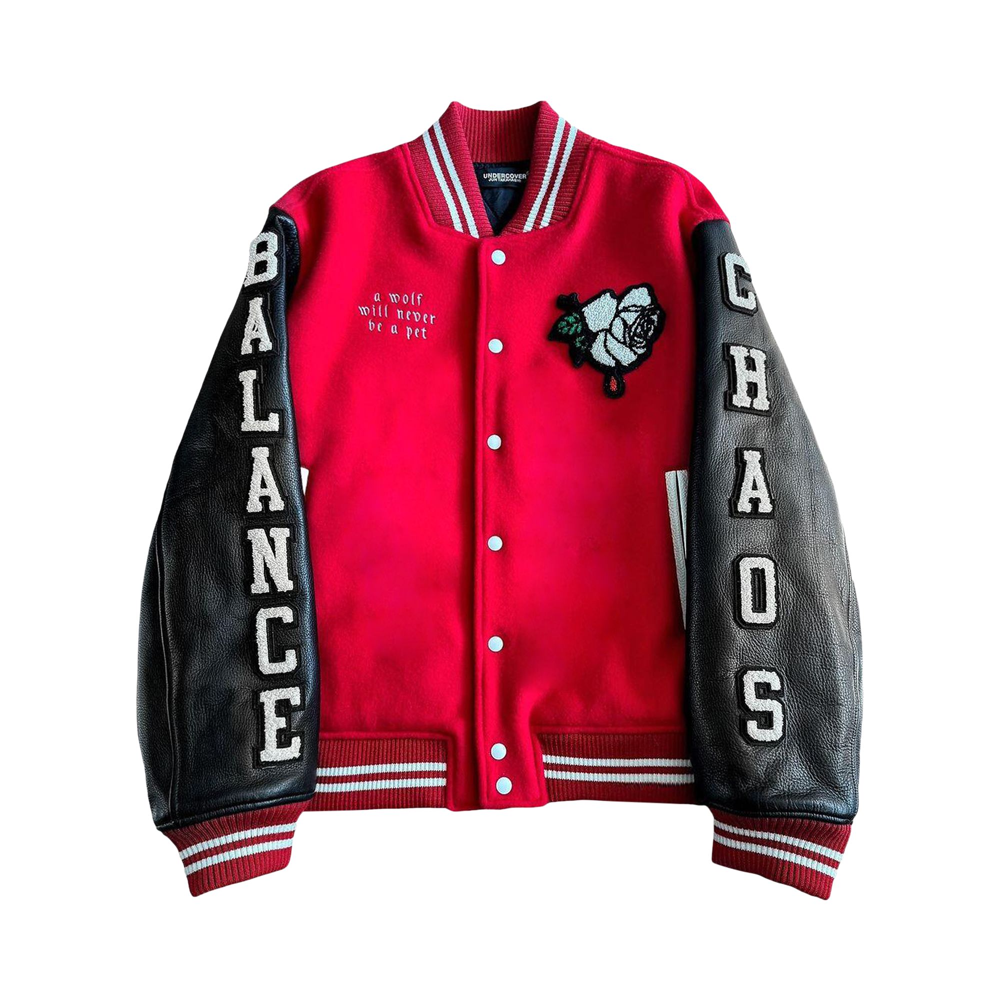 Pre-owned Undercover X Kamilla Tolnø Wolf Rose Varsity Jacket 'red' | Men's Size 5