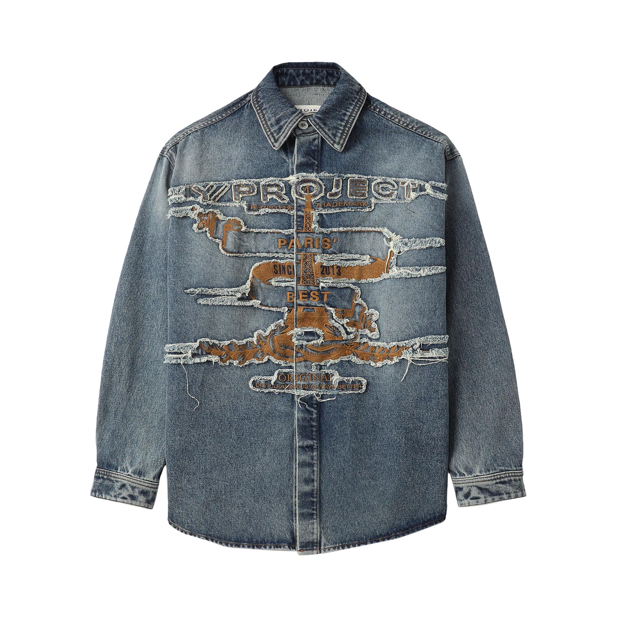 Pre-owned Y/project Paris Best Patch Denim Shirt 'blue' | Men's Size Xl