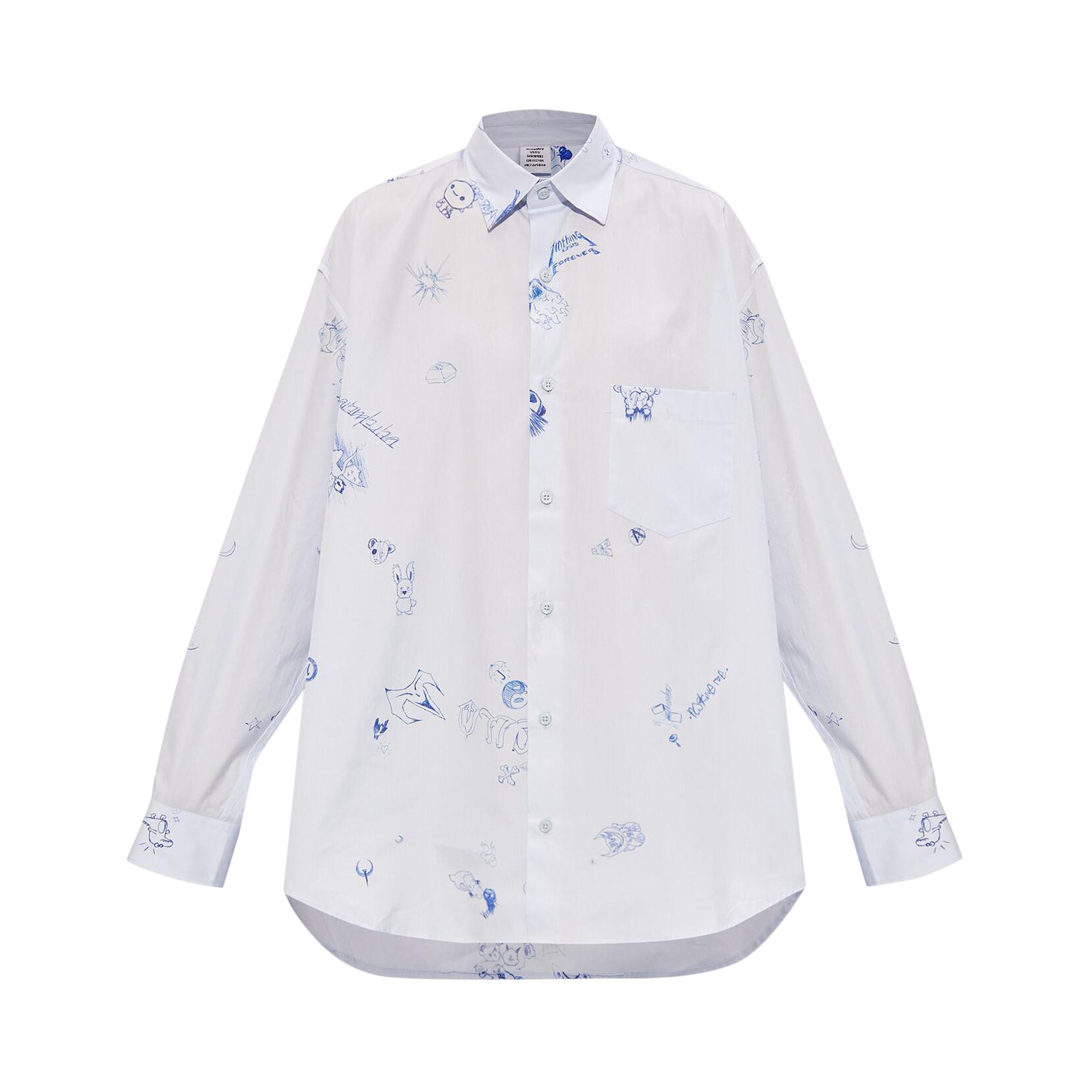 Pre-owned Vetements Graffiti Print Oversized Long-sleeve Shirt 'blue' | Men's Size Xl