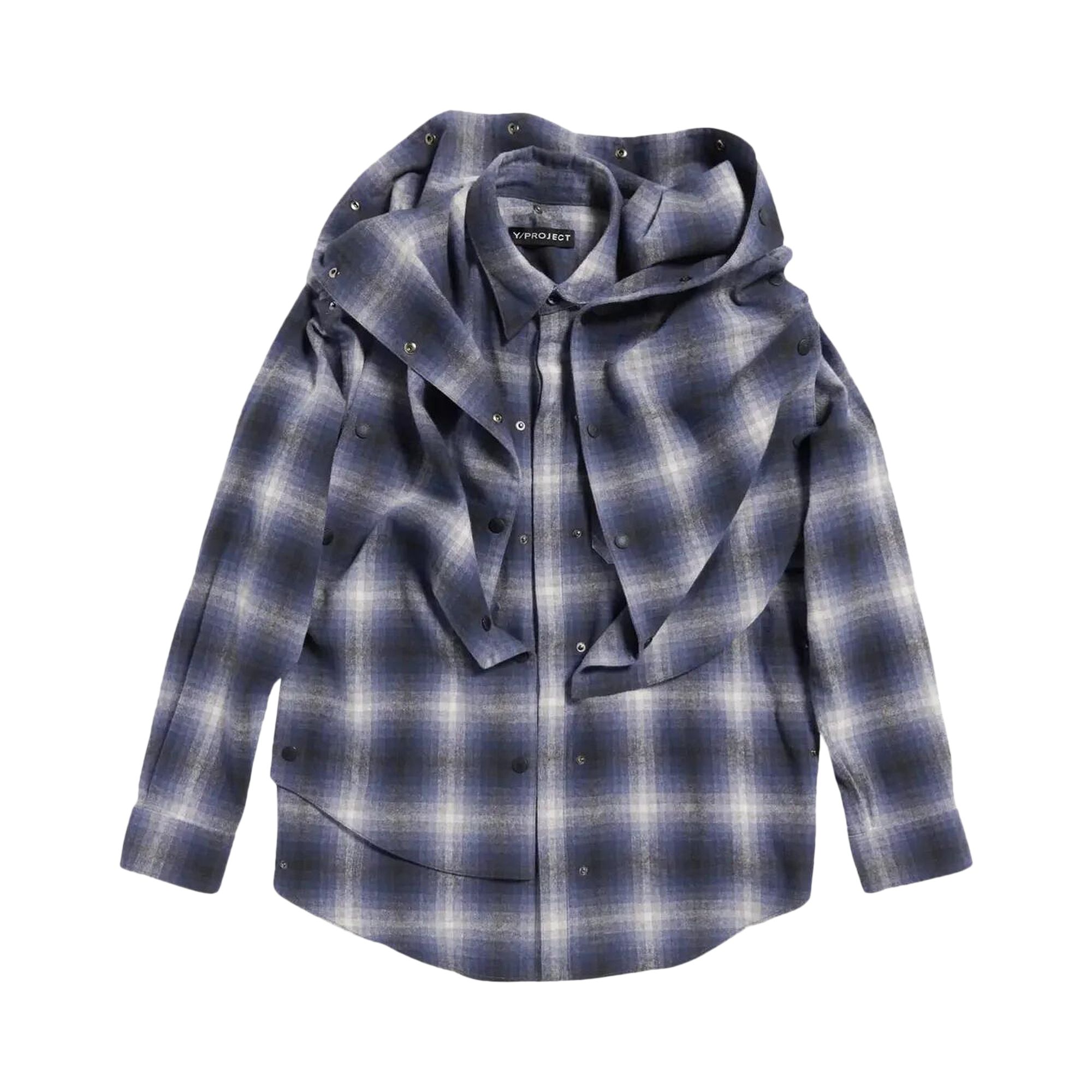 Pre-owned Y/project Snap Off Panel Hood Overshirt 'blue' | Men's Size S