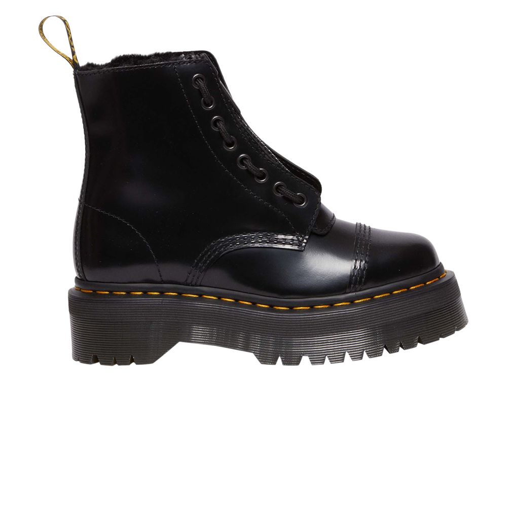 Pre-owned Dr. Martens' Dr. Martens Wmns Sinclair Faux Fur Lined Buttero Platform Boot 'black' | Women's Size 4