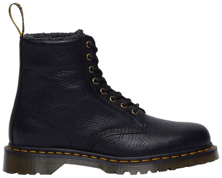 Dr Martens 1460 Faux Fur Lined Grizzly Leather Lace Up Boot Black
