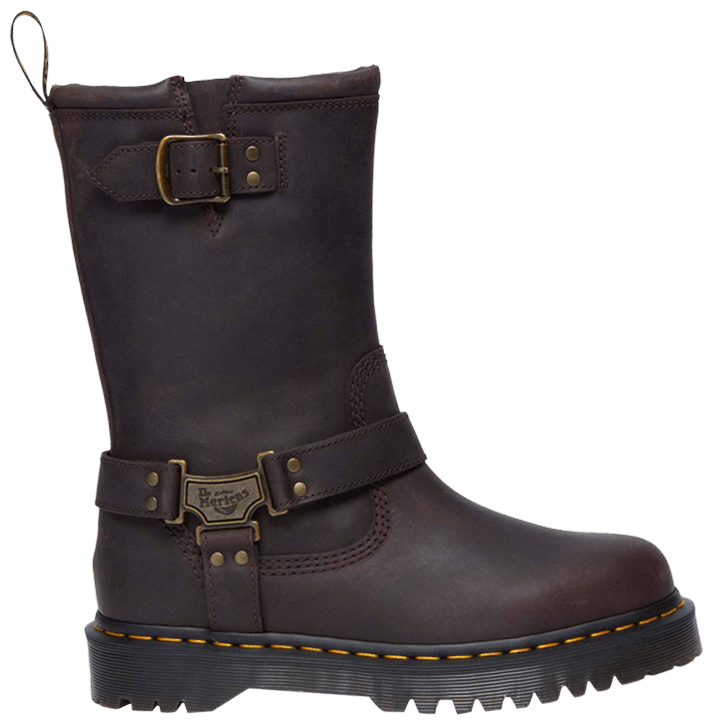 Dr Martens Anistone High Leather Biker Boot Dark Brown