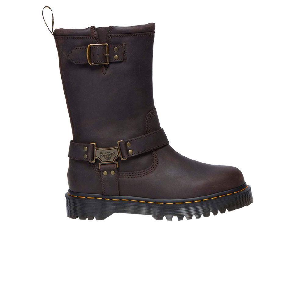 Pre-owned Dr. Martens Anistone High Leather Biker Boot 'dark Brown' | Men's Size 6