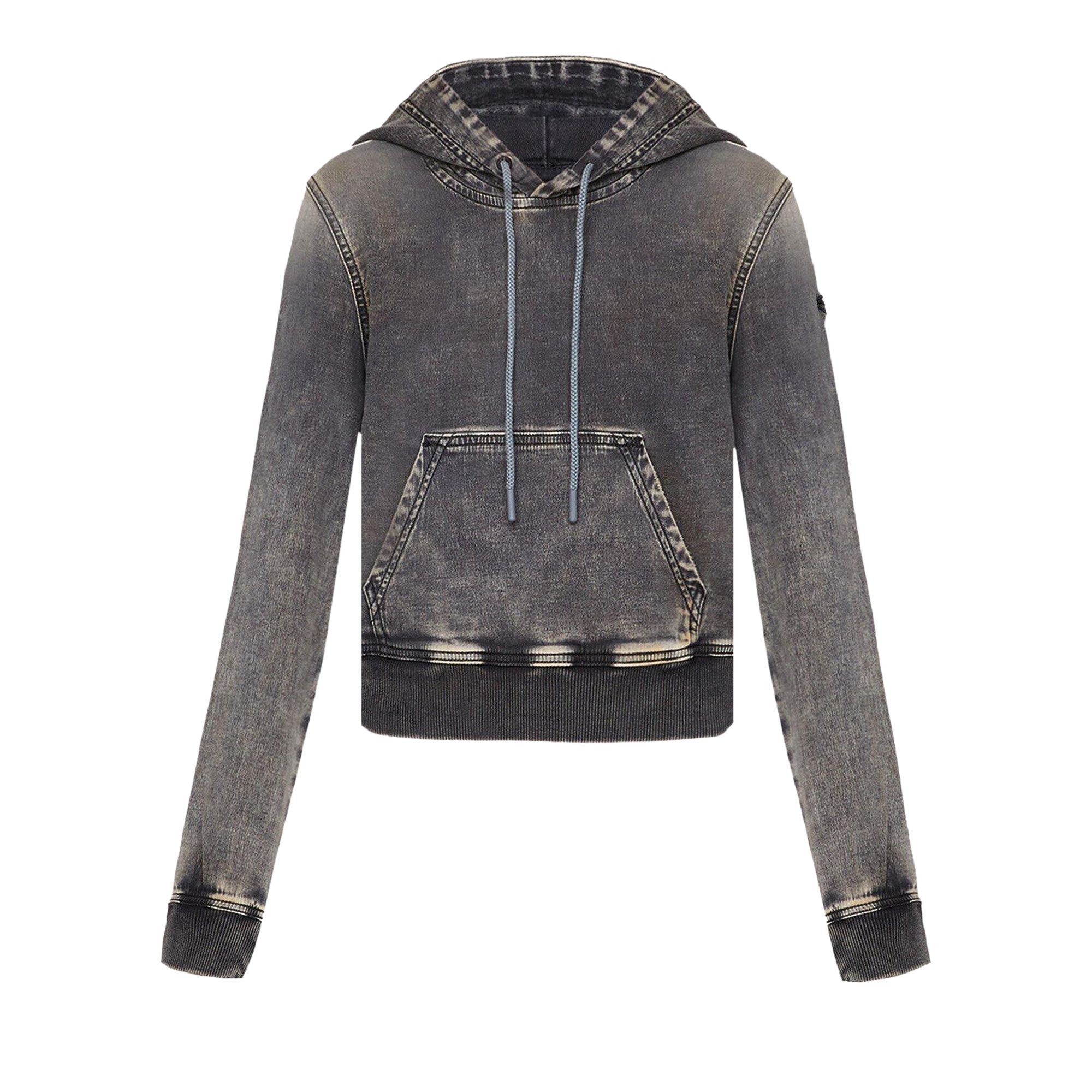 Pre-owned Diesel D-angy-hood Track Cropped Denim Hoodie 'black' | Women's Size S