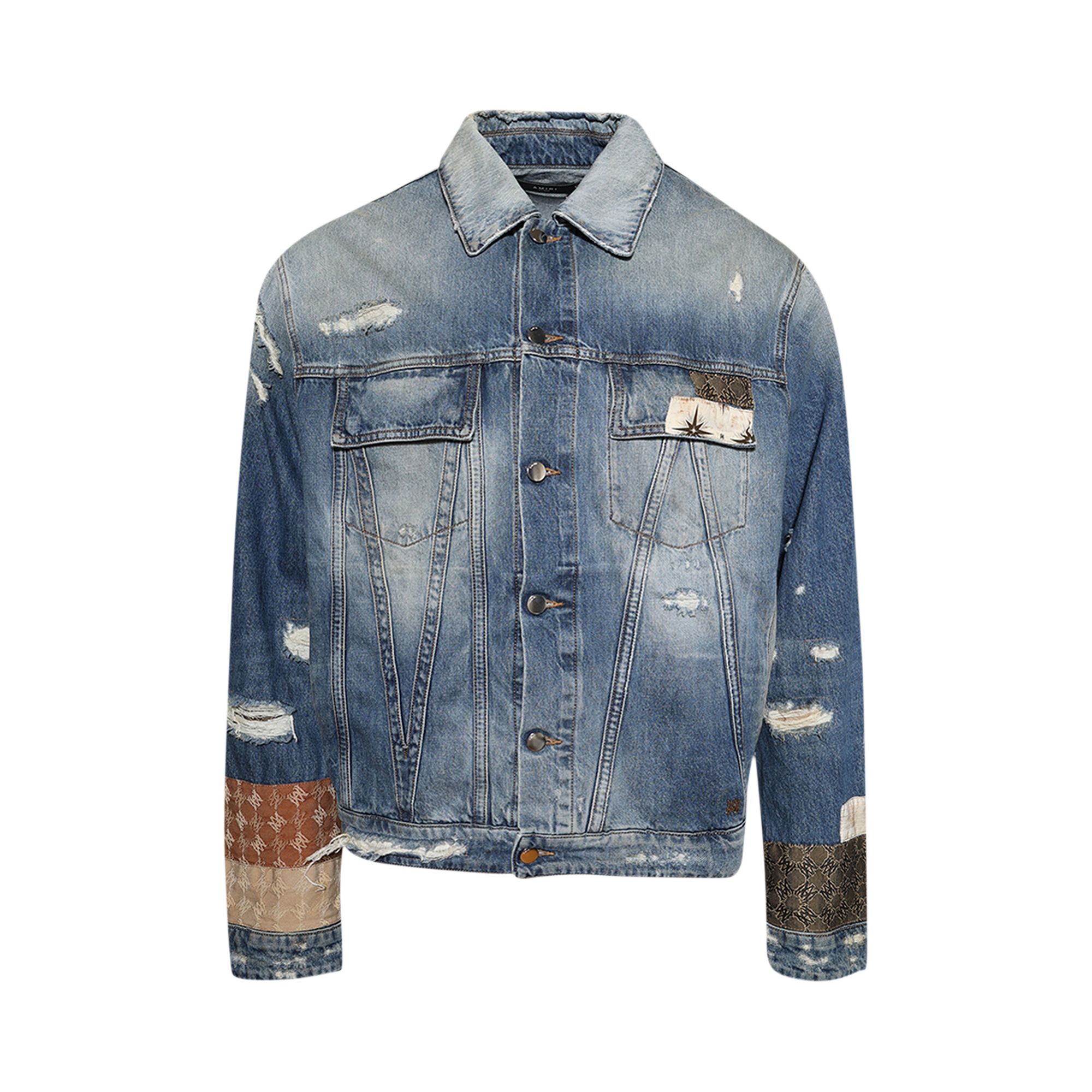 Pre-owned Amiri Quad Artpatch Trucker Jacket 'nightshade Indigo' | Blue | Men's Size Xxl