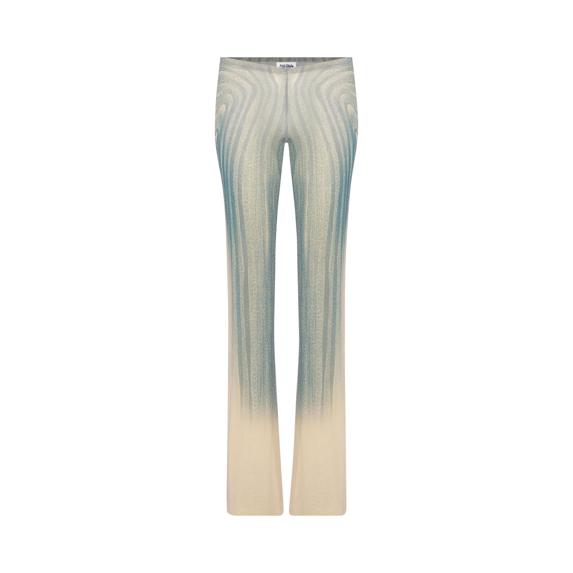 Pre-owned Jean Paul Gaultier Spiral Printed Mesh Trouser 'ecru/aqua' | White | Women's Size L